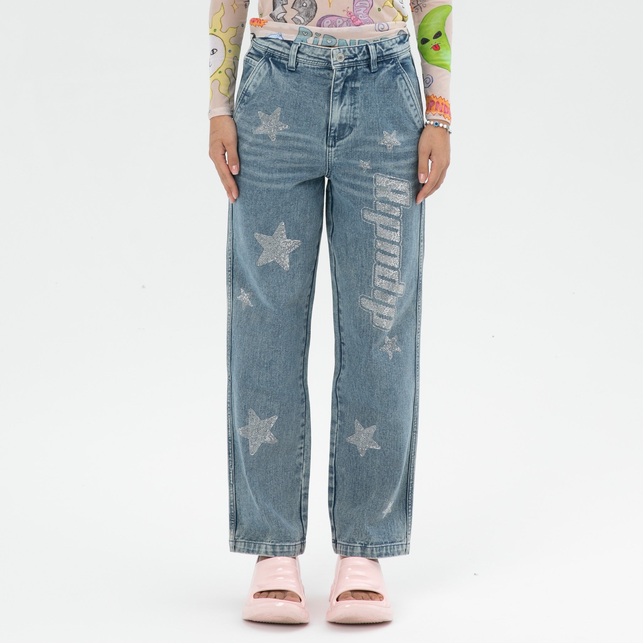  Kawaii Nerm Womens Wide Leg Pants (Medium Wash)、mySite、merchandisen