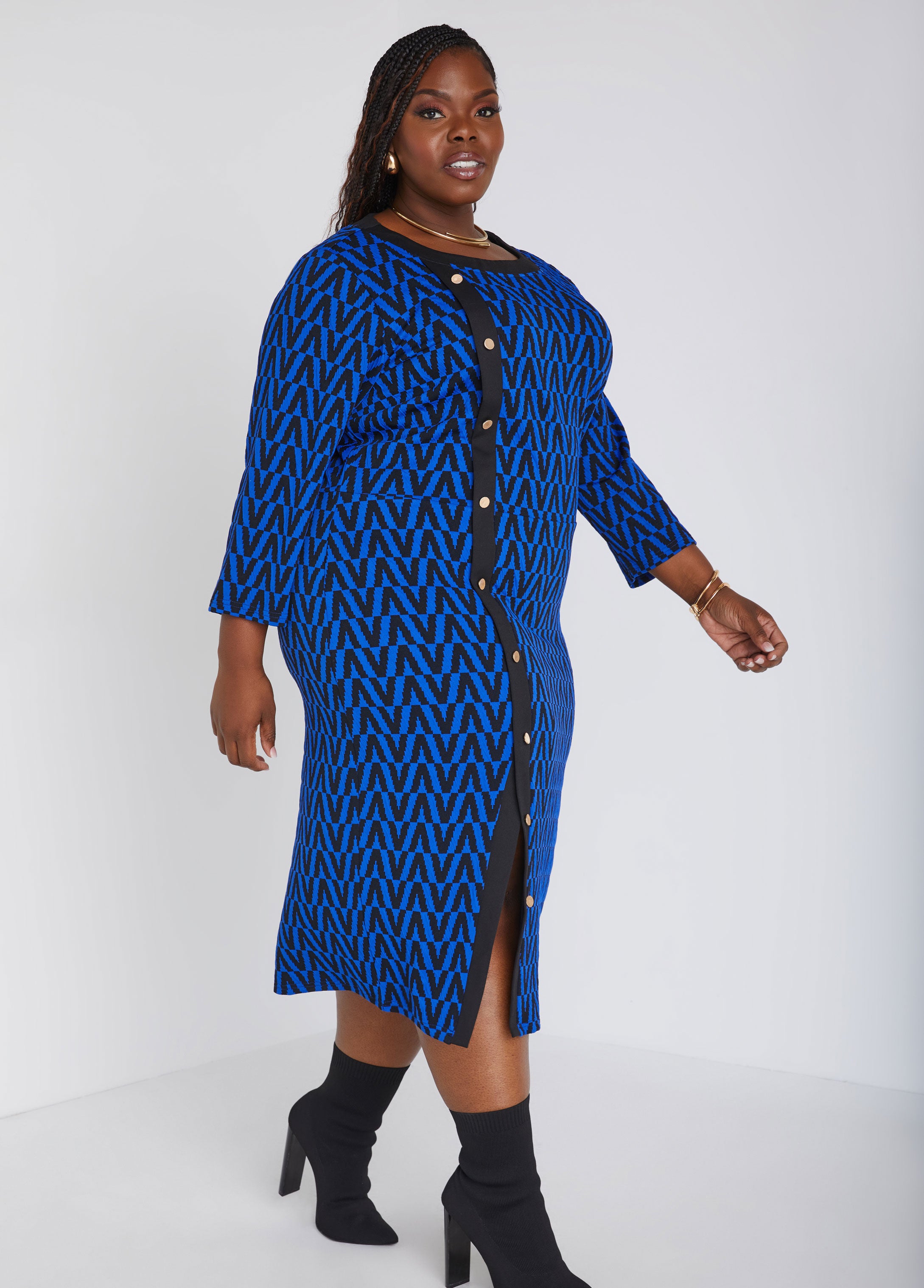 Button Detailed Sheath Midi Dress、mySite、bengalsvssteelers