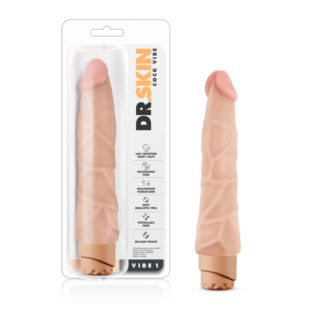 Dr. Skin By Blush® | Cock Vibe 1 Realistic Beige 9-Inch Long Vibrating Dildo、mySite、bottomscart
