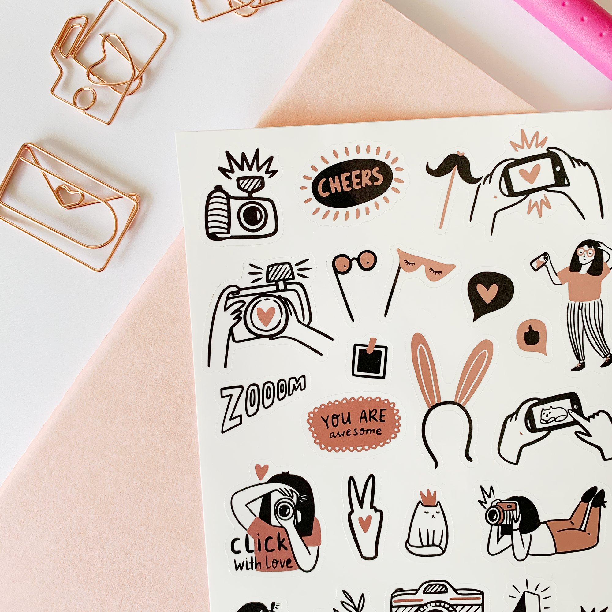  Rose Gold Catography Foil Sticker Sheet、mySite、ghnorth
