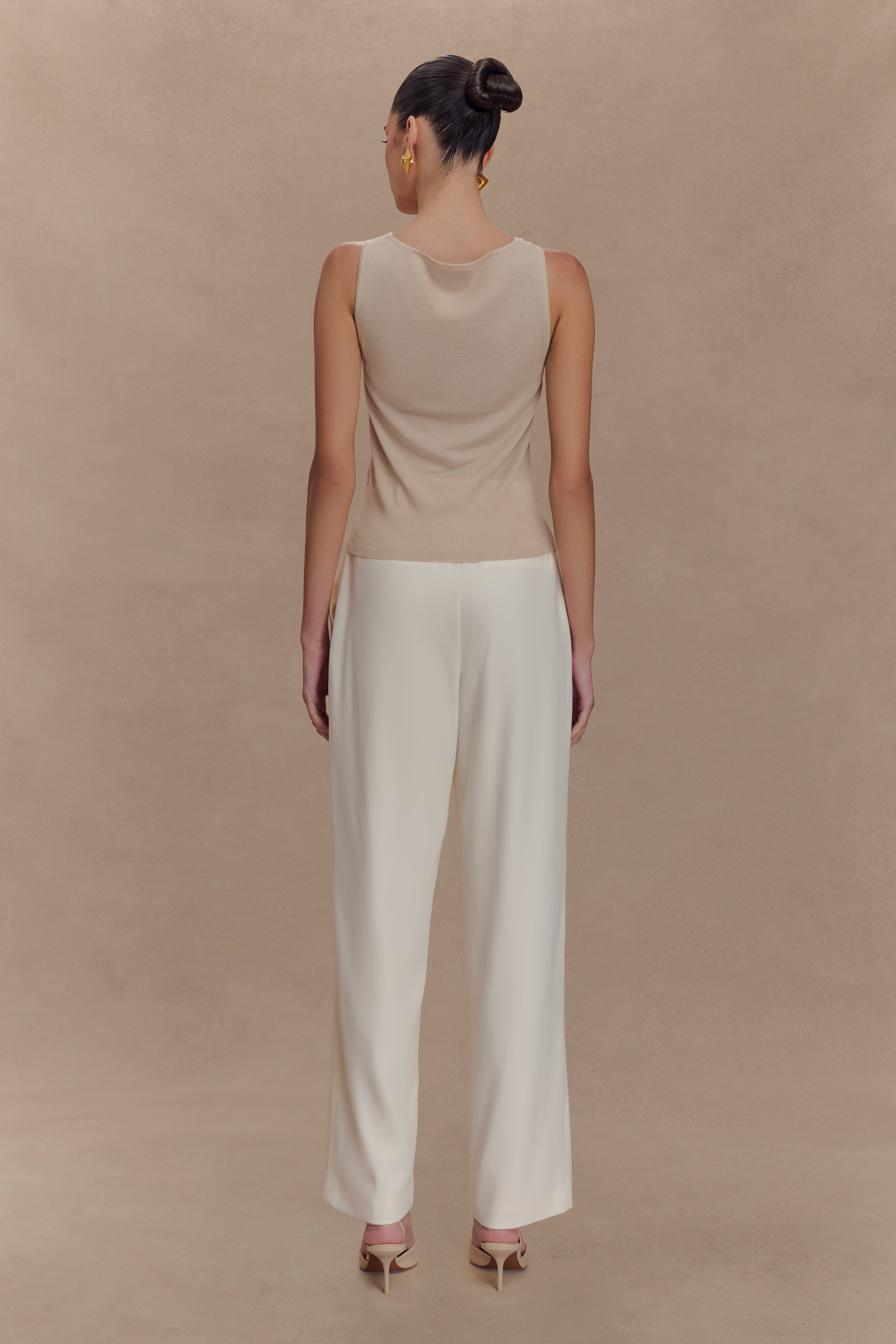 Brenda Draped Front Knit Top - Stone、mySite、solidvoid