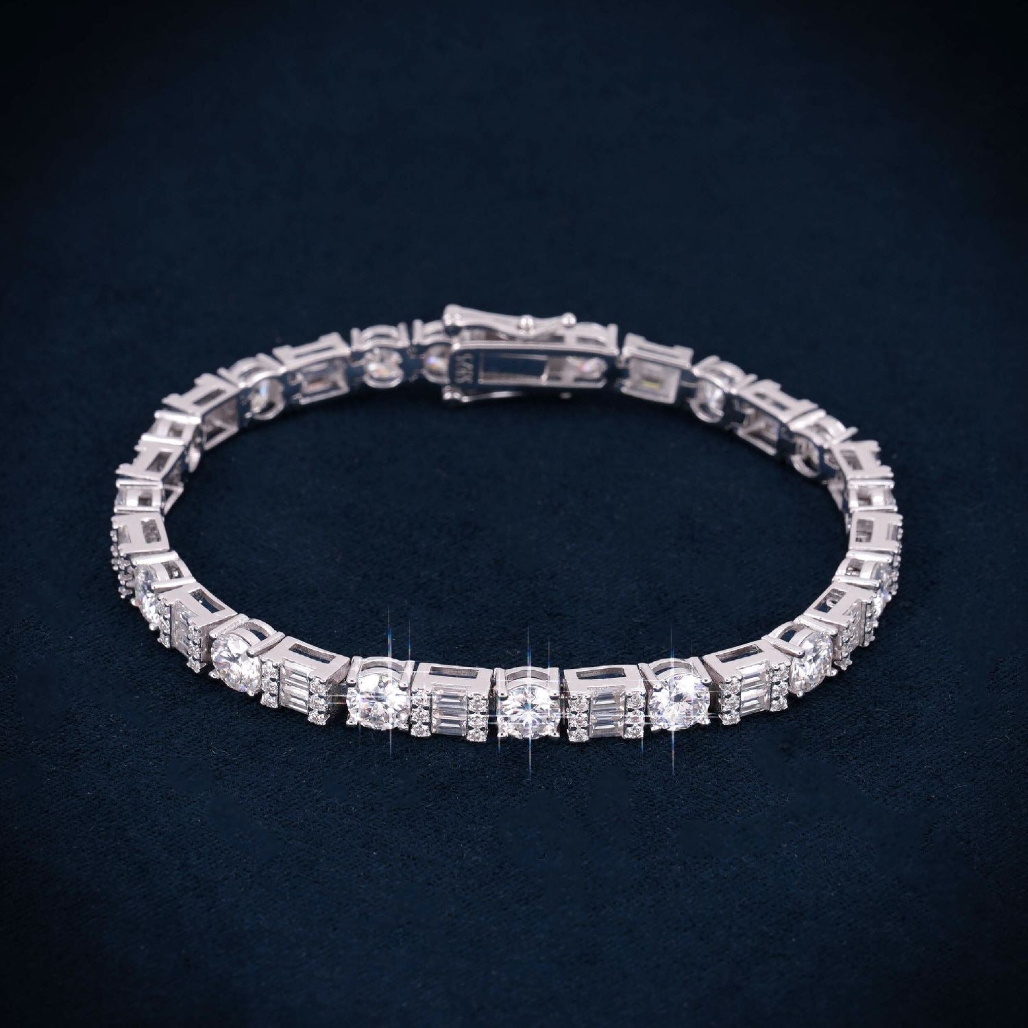 5MM Hybrid Cut Moissanite Tennis Bracelet 14K Gold、mySite、hinf8tx79