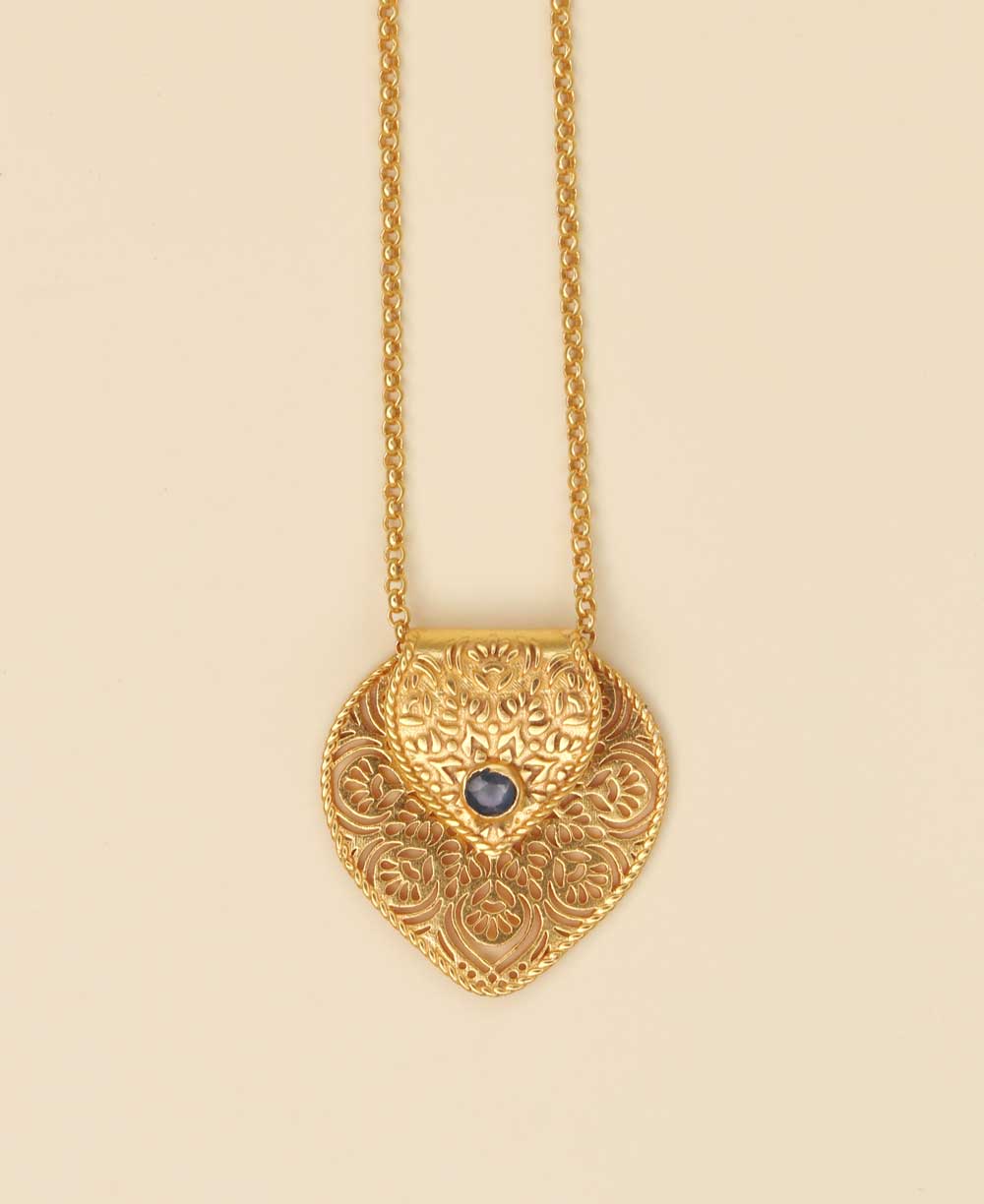 Birthstone Gemstone Gold Plated Brass Lotus Petal Mandala Necklace、mySite、topwebapps