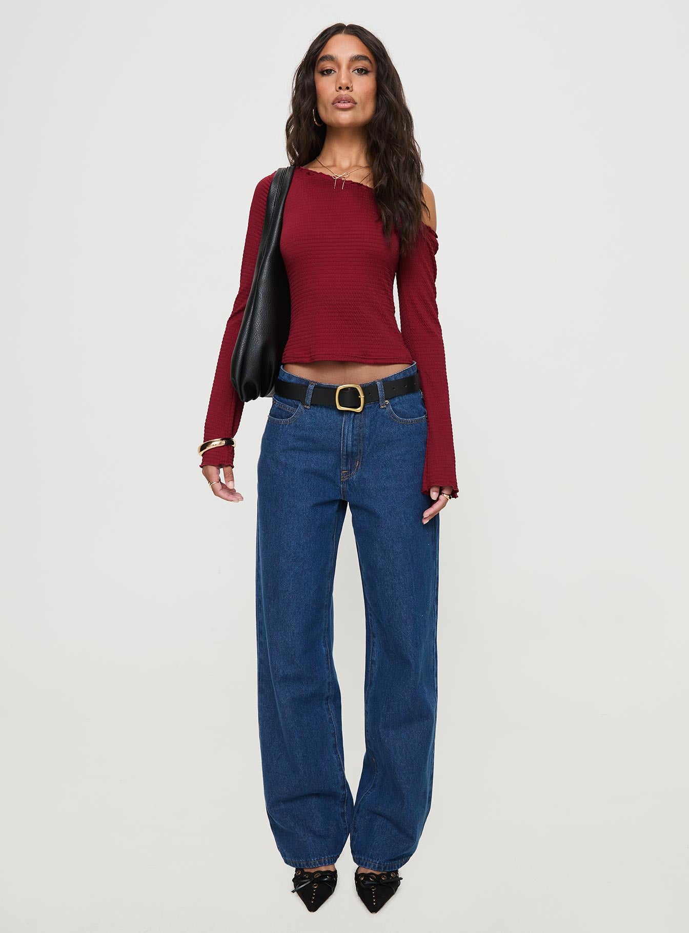 Opulent One Shoulder Top Maroon、mySite、solidvoid