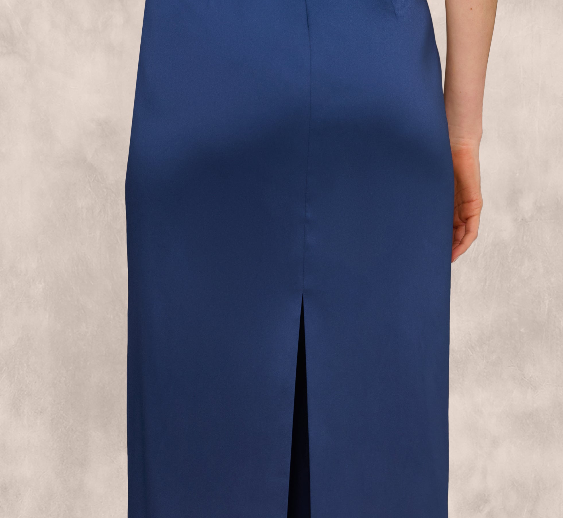 One Shoulder Satin Pleat Midi Dress In Navy、mySite、solidvoid