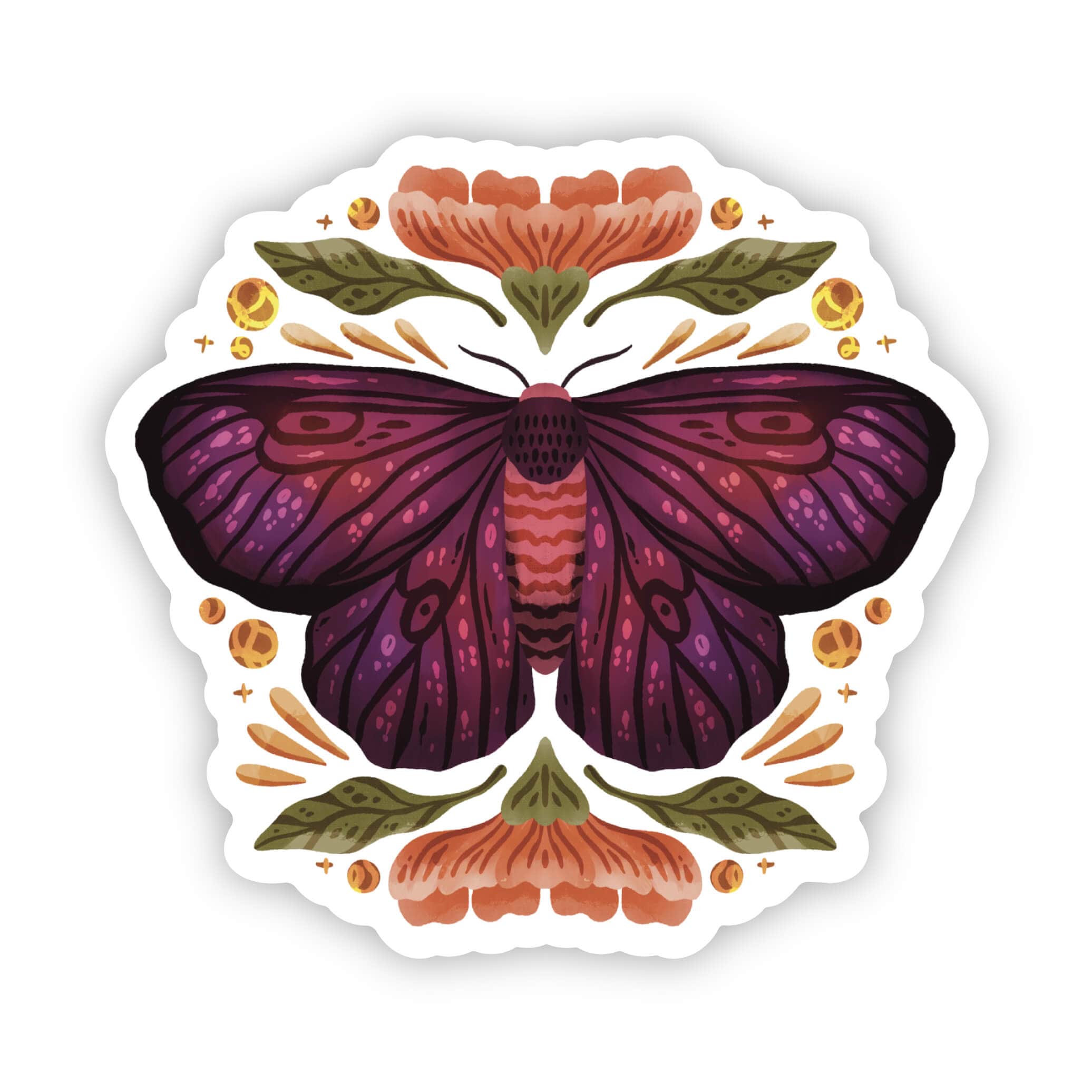  Moth Elegant Floral Sticker、mySite、elrpsem3k