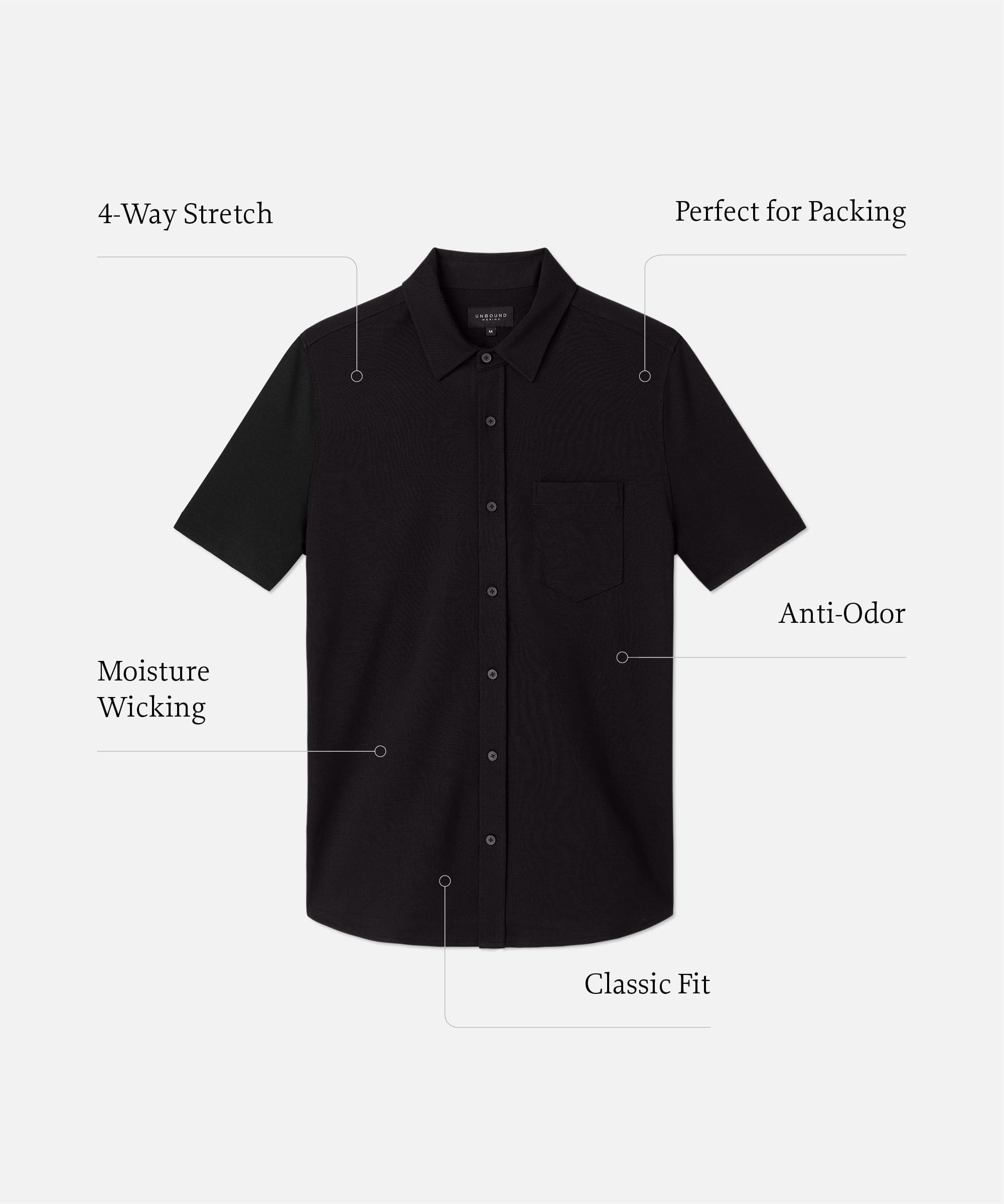 Men's Short Sleeve Merino Button-Up、mySite、noshort
