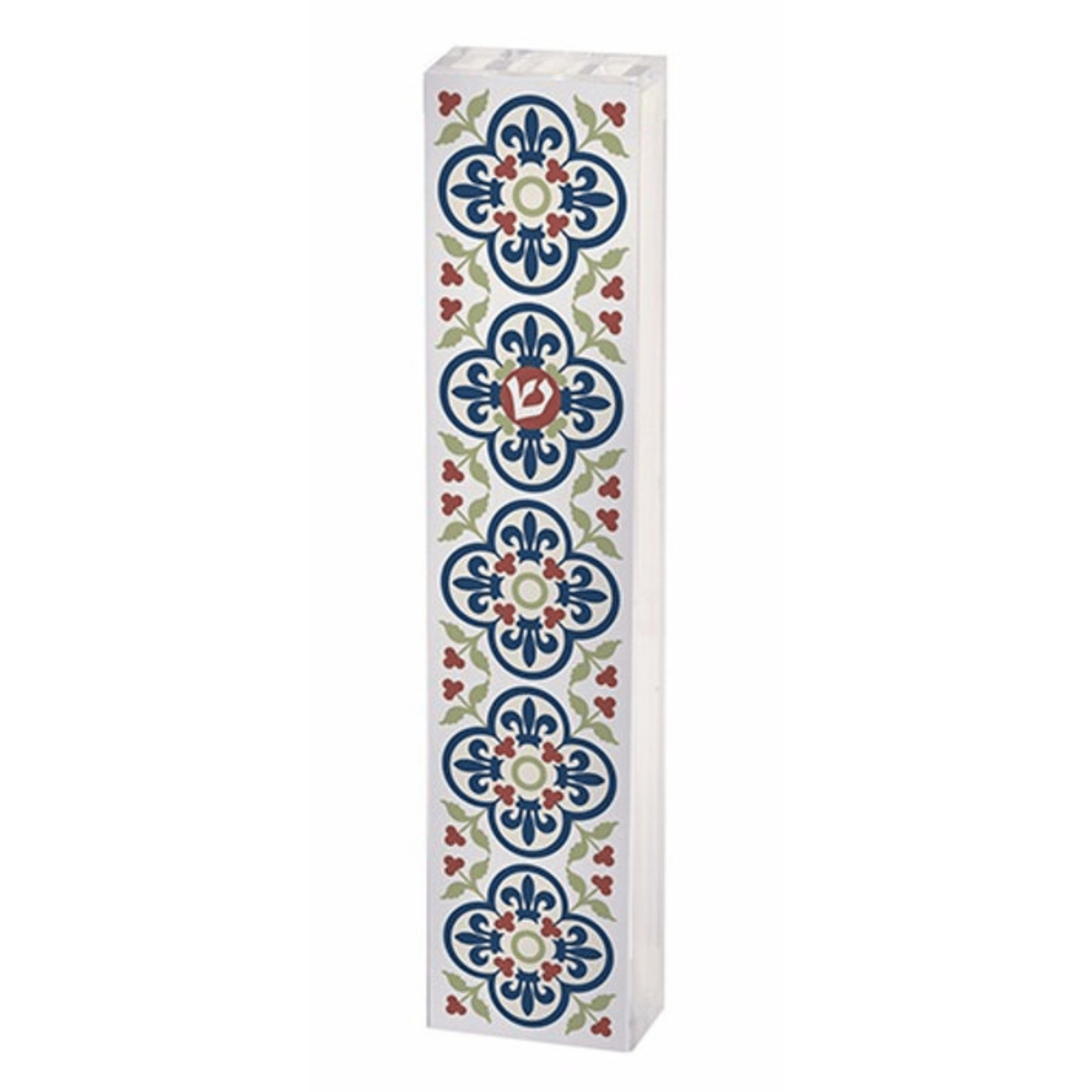 Plexiglass Floral Delight Mezuzah - Navy Blue and Olive、mySite、topwebapps