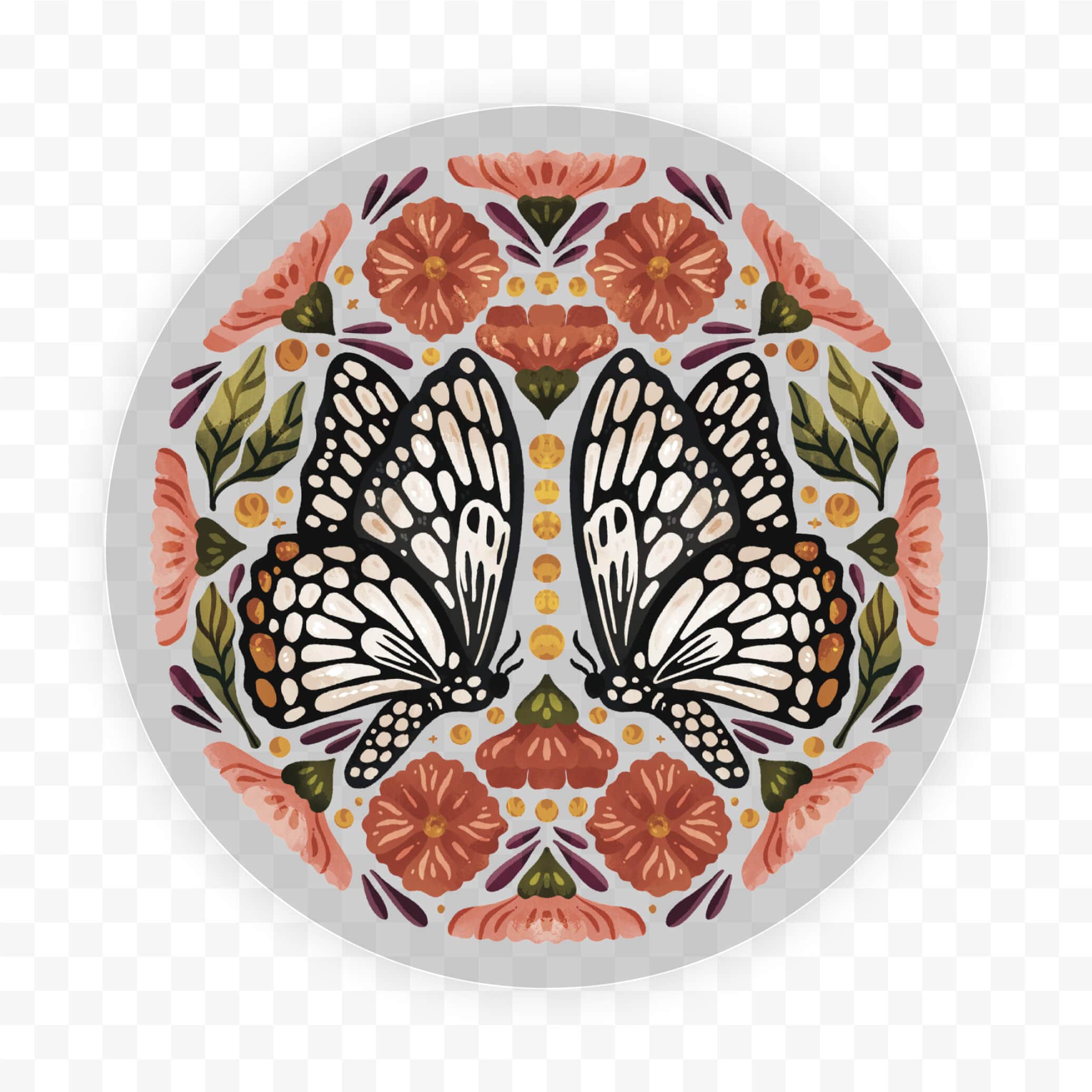  Butterfly Flower Clear Sticker、mySite、elrpsem3k
