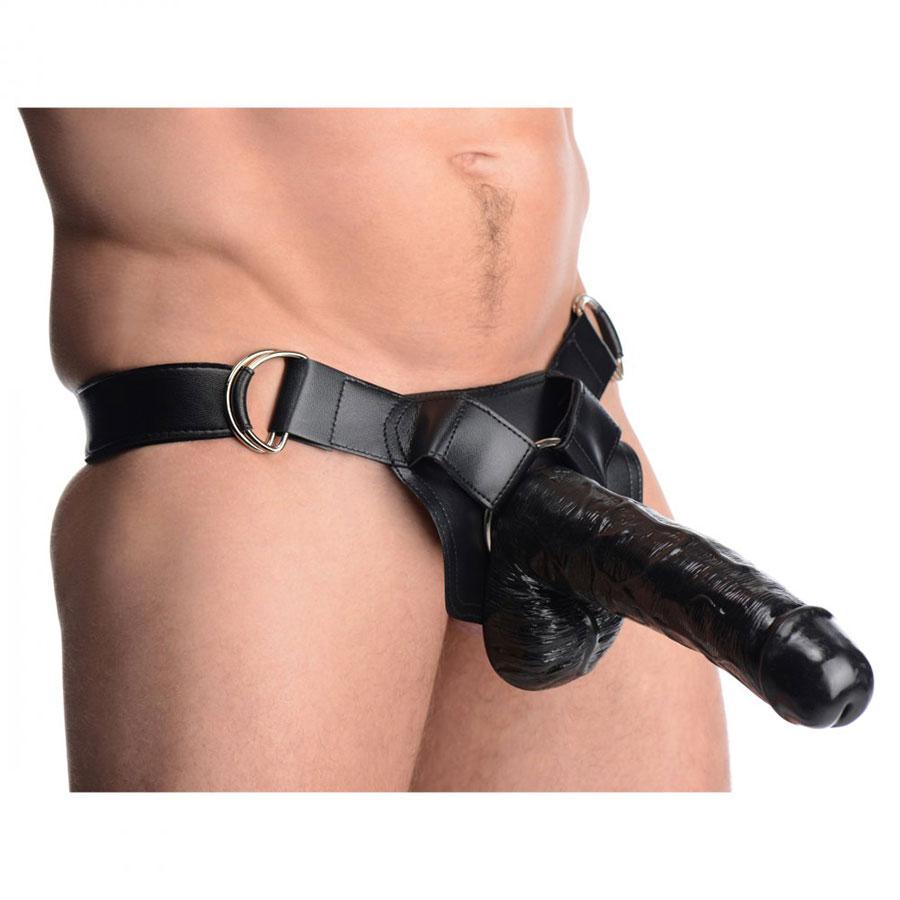 Infiltrator Large 10 Inch Hollow Strap On Penis Extension W/ Harness Black、mySite、bottomscart