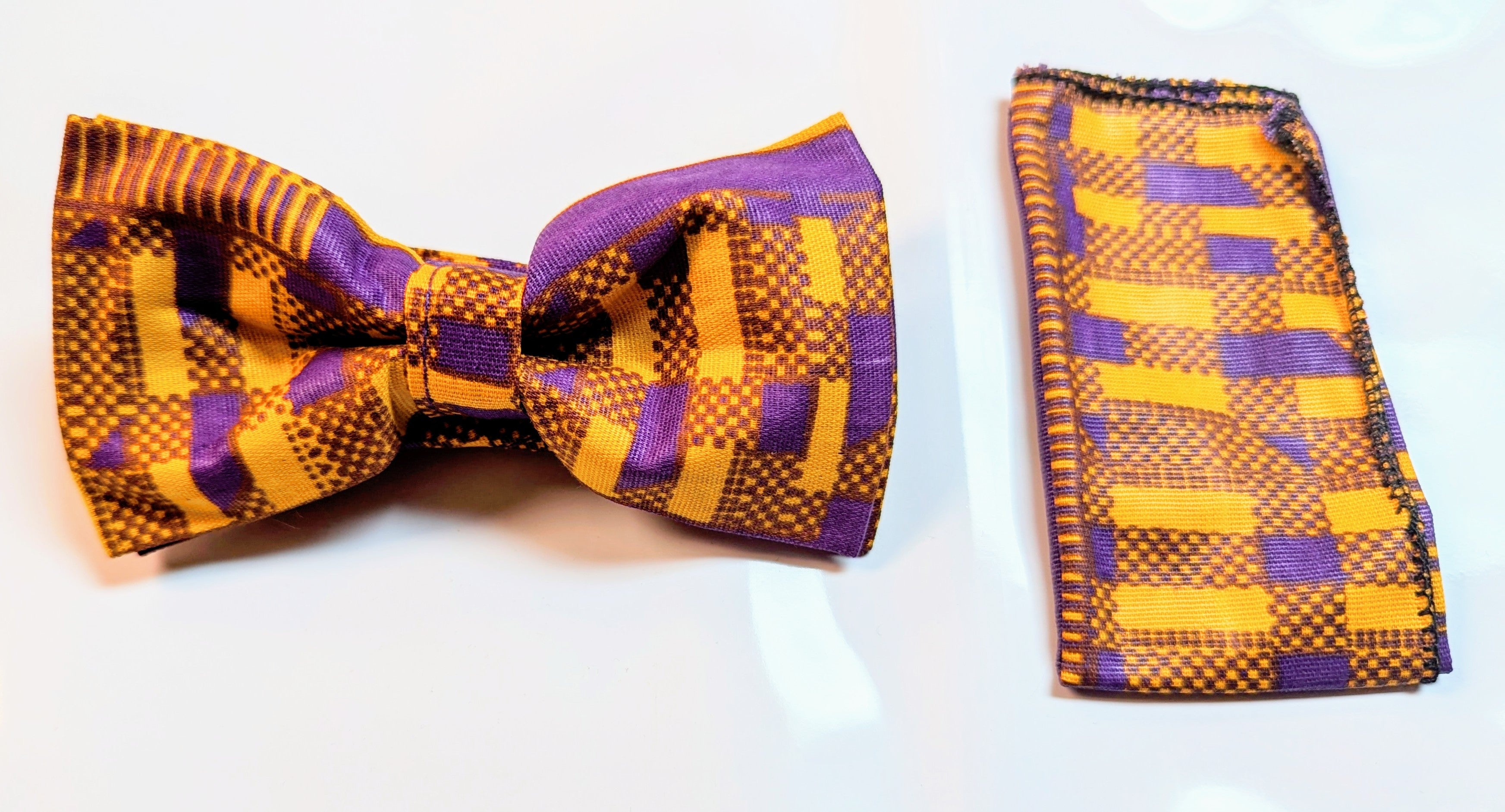 Dupsie's Ato Purple and Gold African Kente Print Bow tie DP252B、mySite、solidvoid