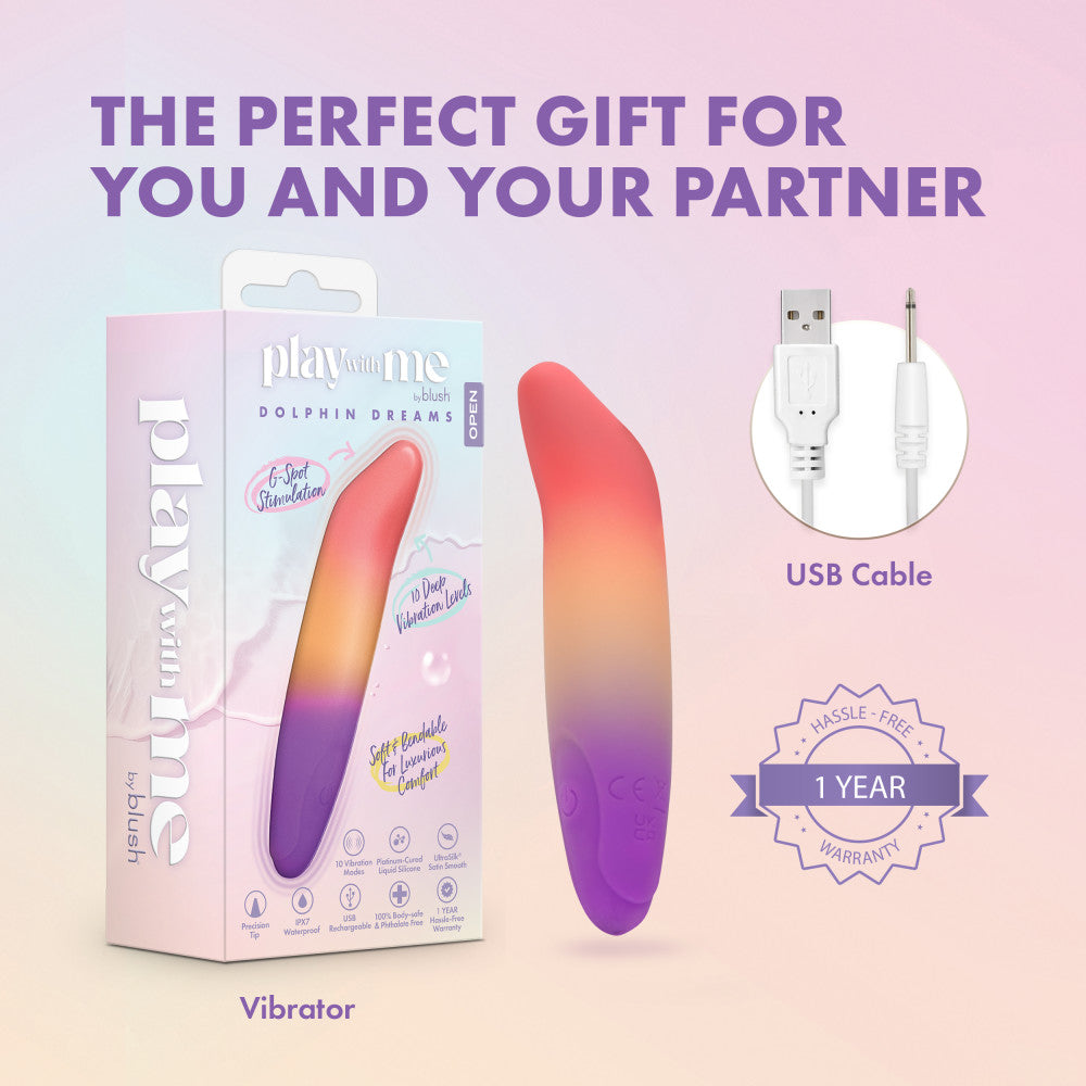 Play With Me by Blush ®| Dolphin Dreams 4.75 Inch Silicone Bullet Vibrator – USB Rechargeable Clitoral Nipple Massager – In Multicolor、mySite、bottomscart