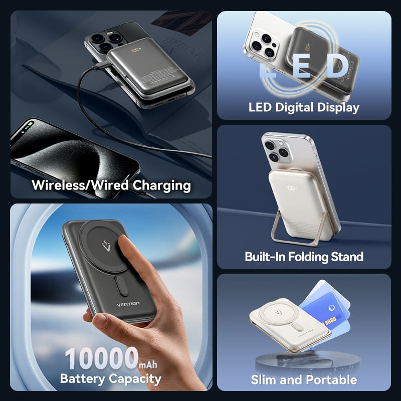 Vention 10000mAh Magnetic Wireless Power Bank 20W、mySite、fannypackpong