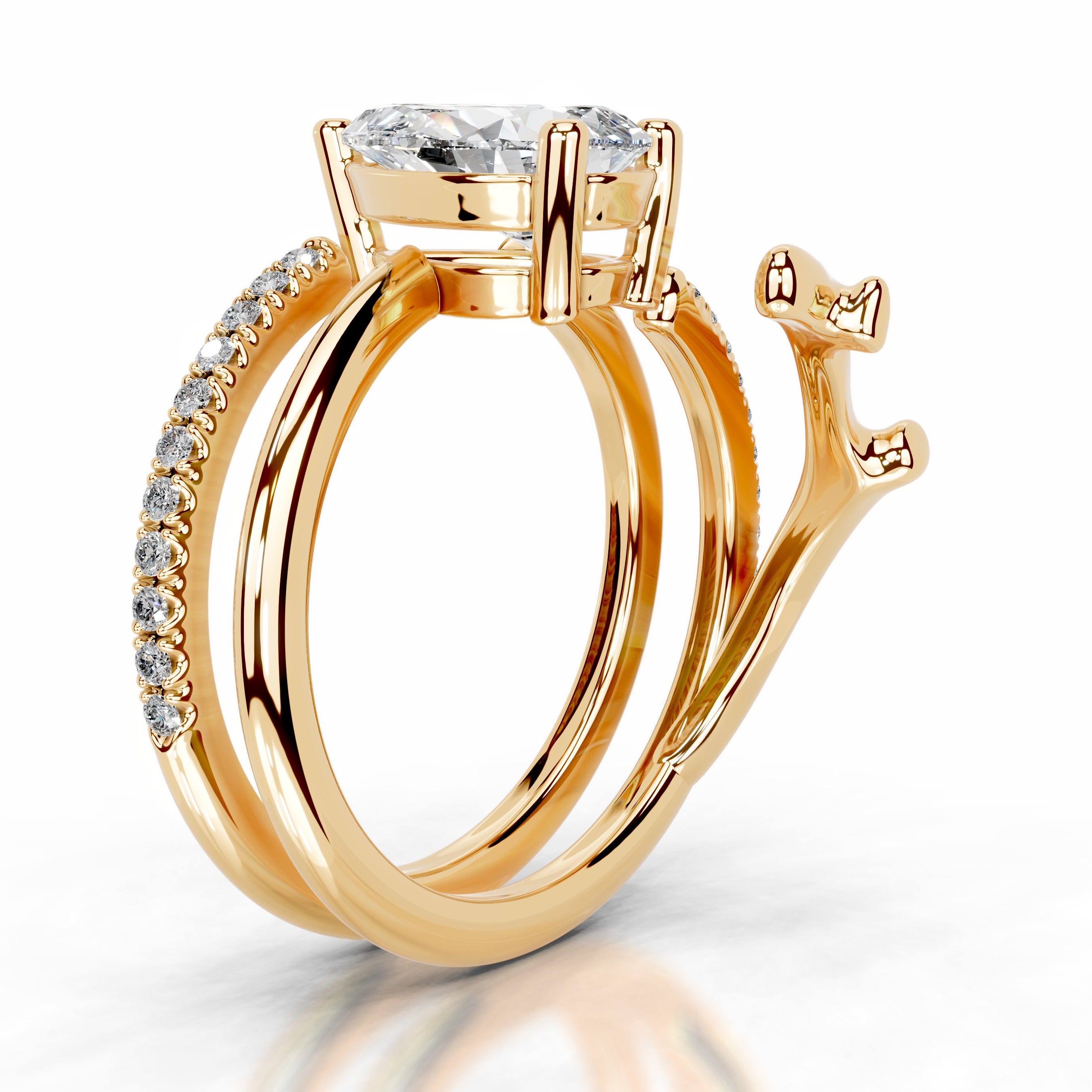 Branching Elegance Lab Grown Diamond Ring - 18K Yellow Gold、mySite、hinf8tx79