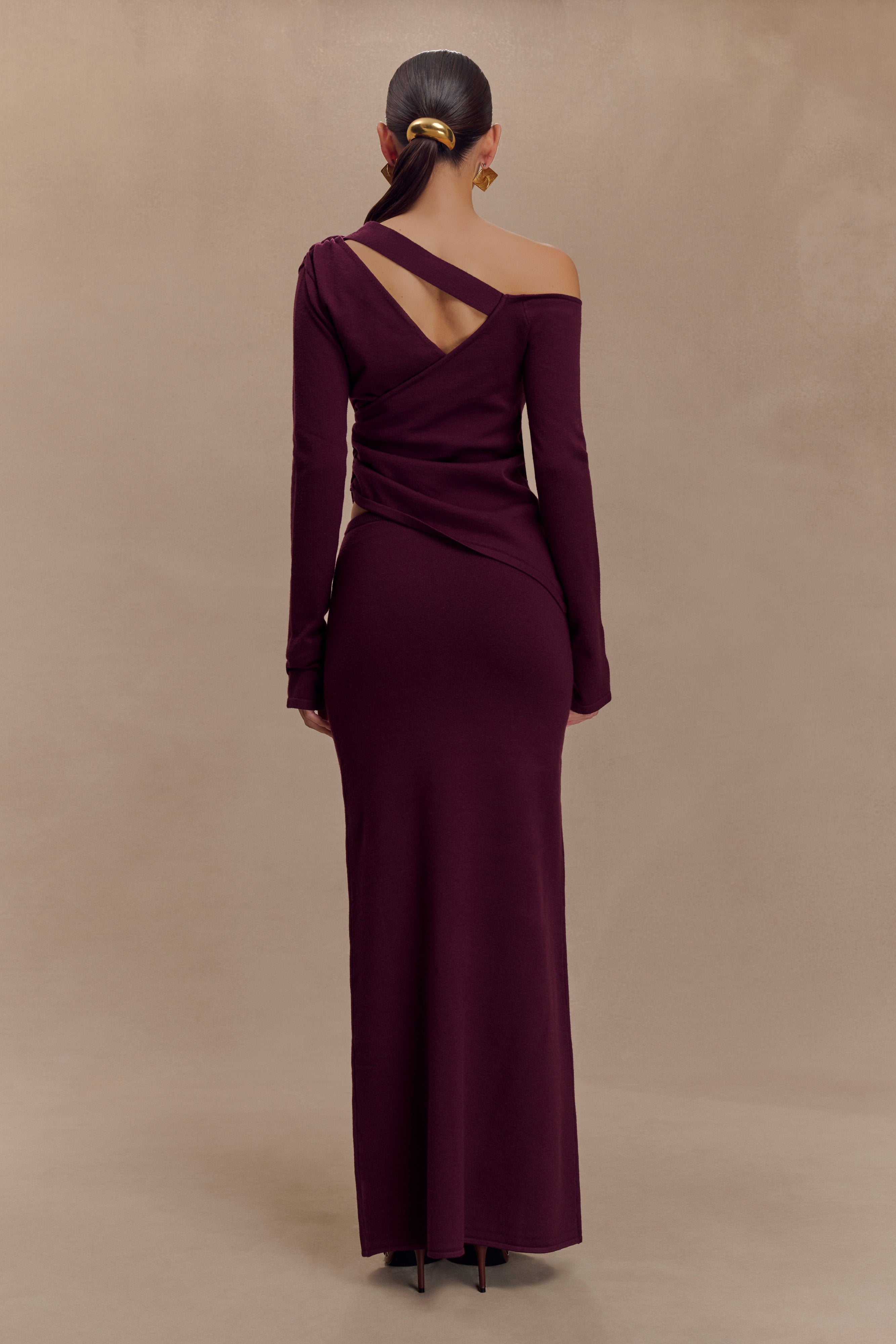 Miles Off Shoulder Knit Top - Plum、mySite、solidvoid