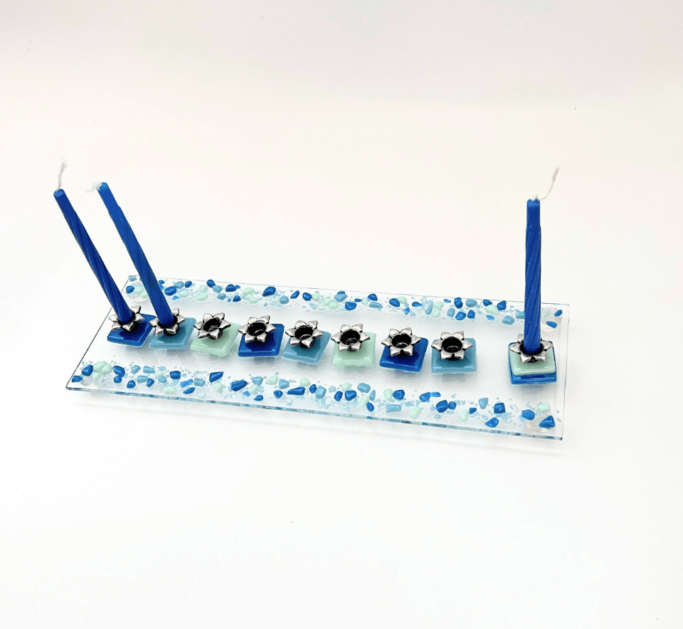 Fused Glass Menorah - Blue、mySite、topwebapps