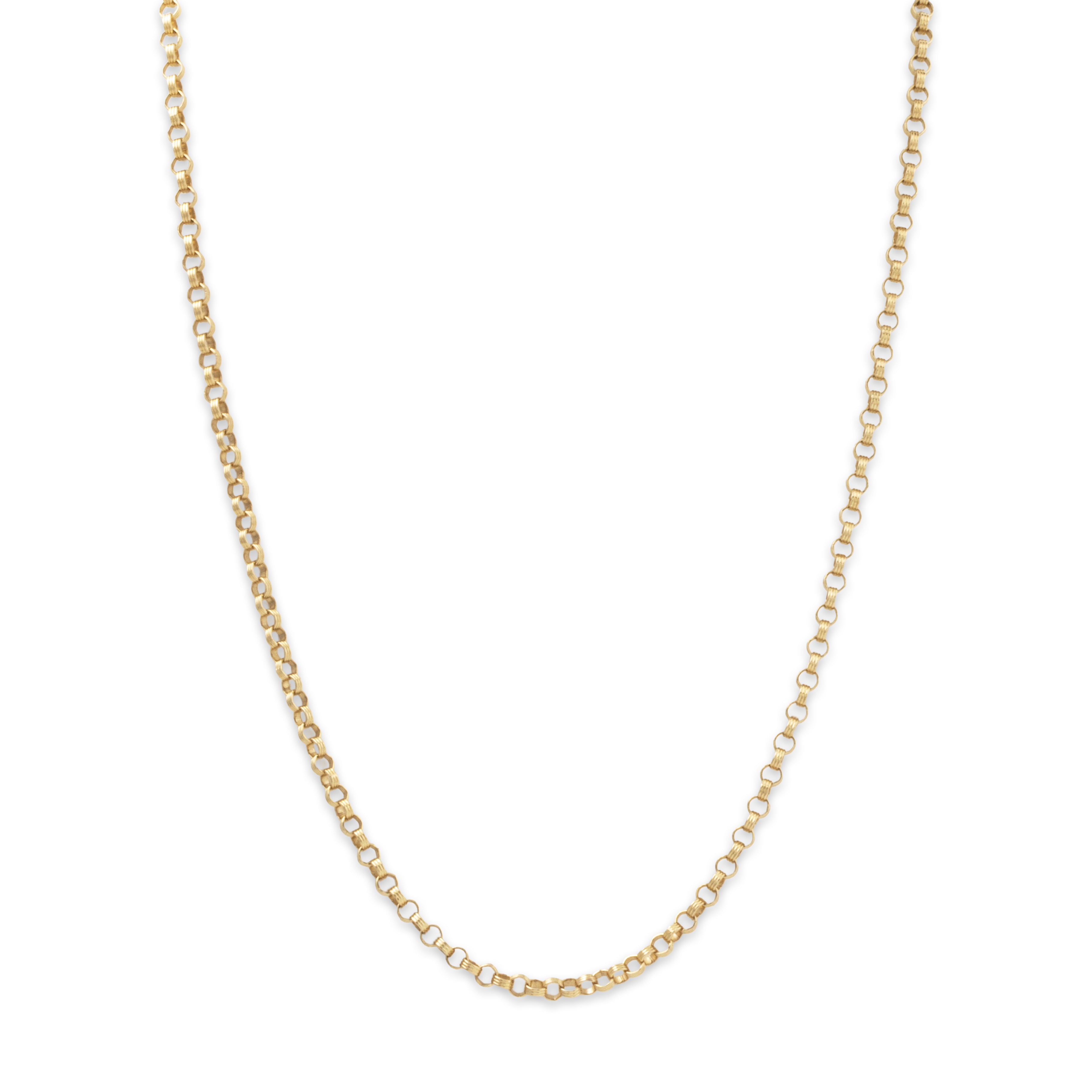 Vintage Italian 14k Yellow Gold Textured Rolo Chain Necklace 18.75、mySite、hinf8tx79