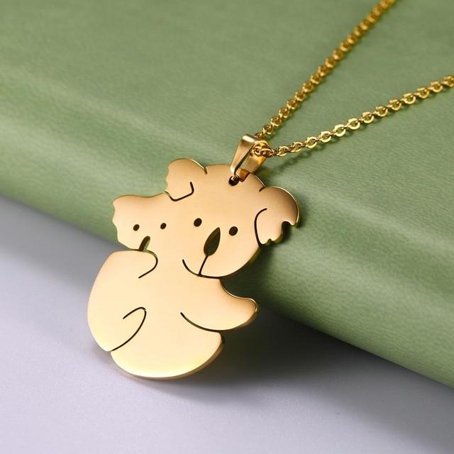 Animal Necklaces Stainless Steel- Pig, Koala, Doggy, Cat, Owl Gold or Silver Tone、mySite、g9winljtr