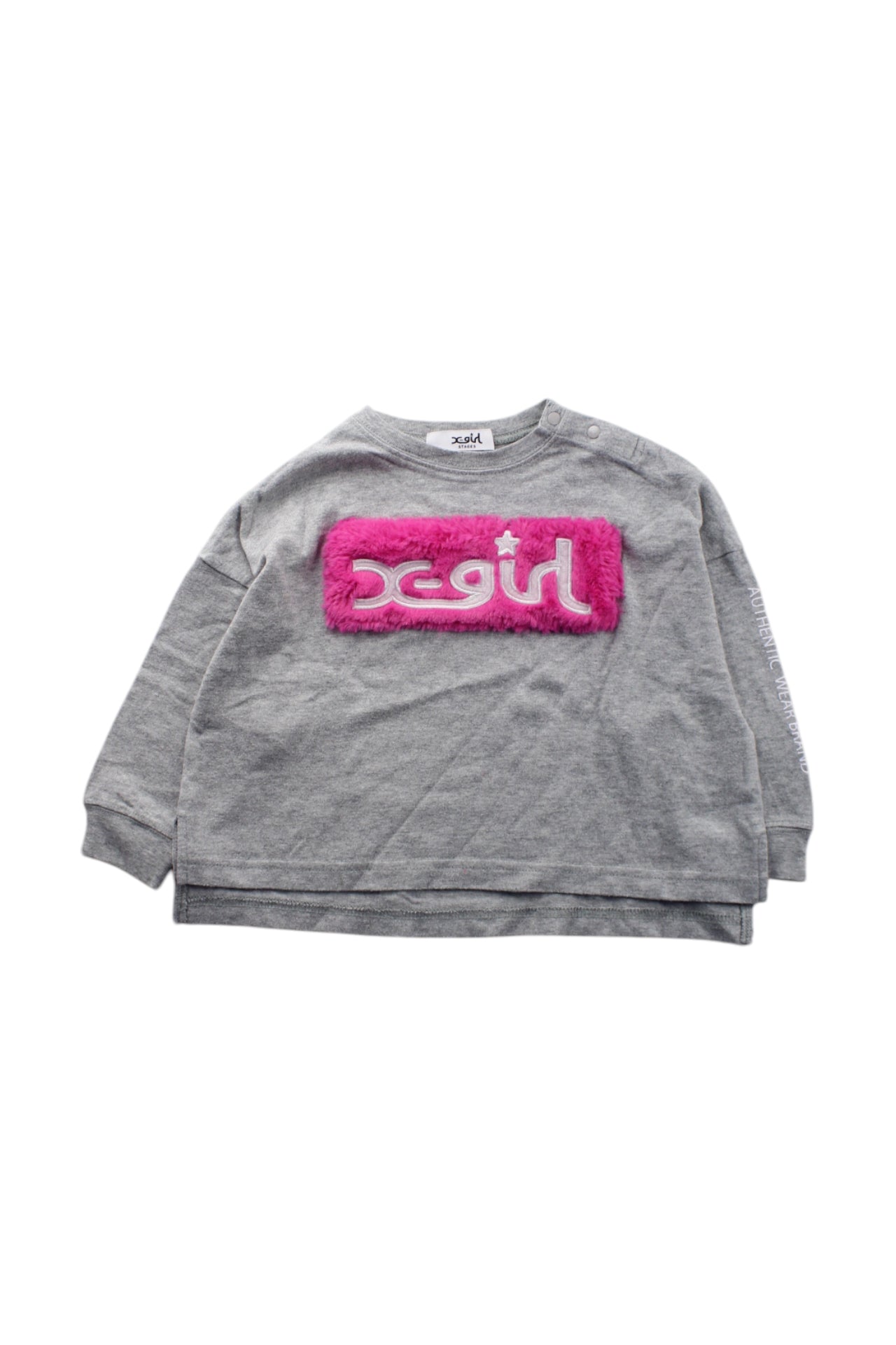 X-girl Fuzzy Logo Crewneck Sweatshirt 2-3T、mySite、g9winljtr