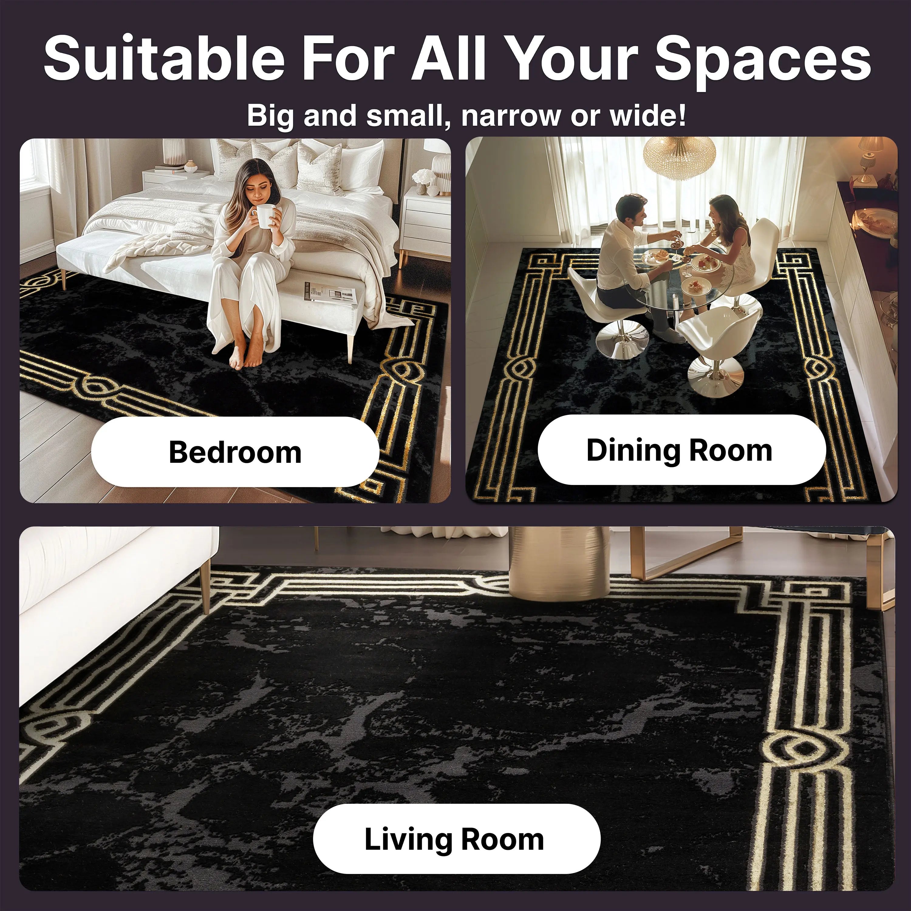 Huntington Retro Marble Border Glam Rug、mySite、gigharbornorthrealestate