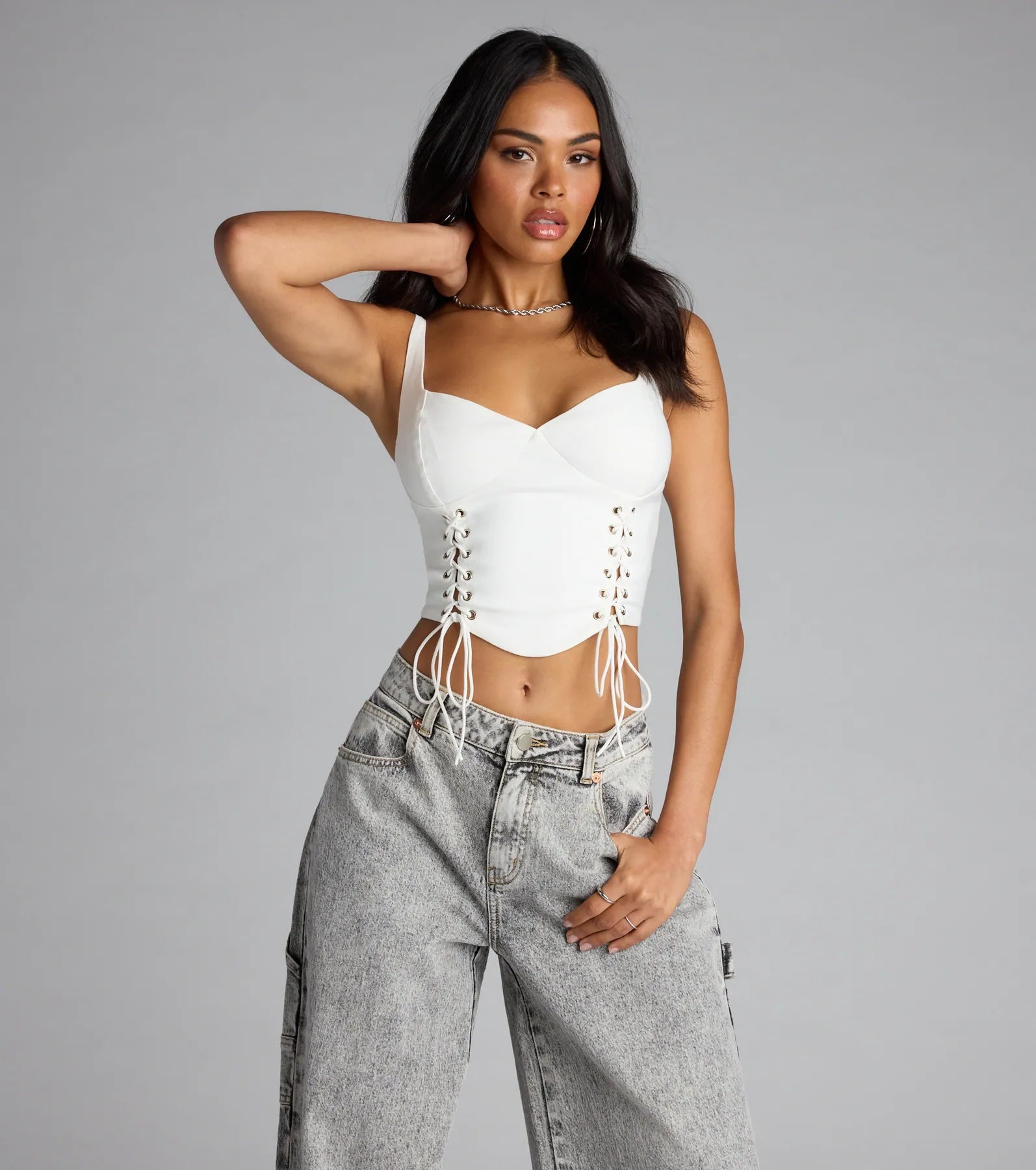  Secret Ties Lace-Up Corset Top、mySite、justintrudeaud