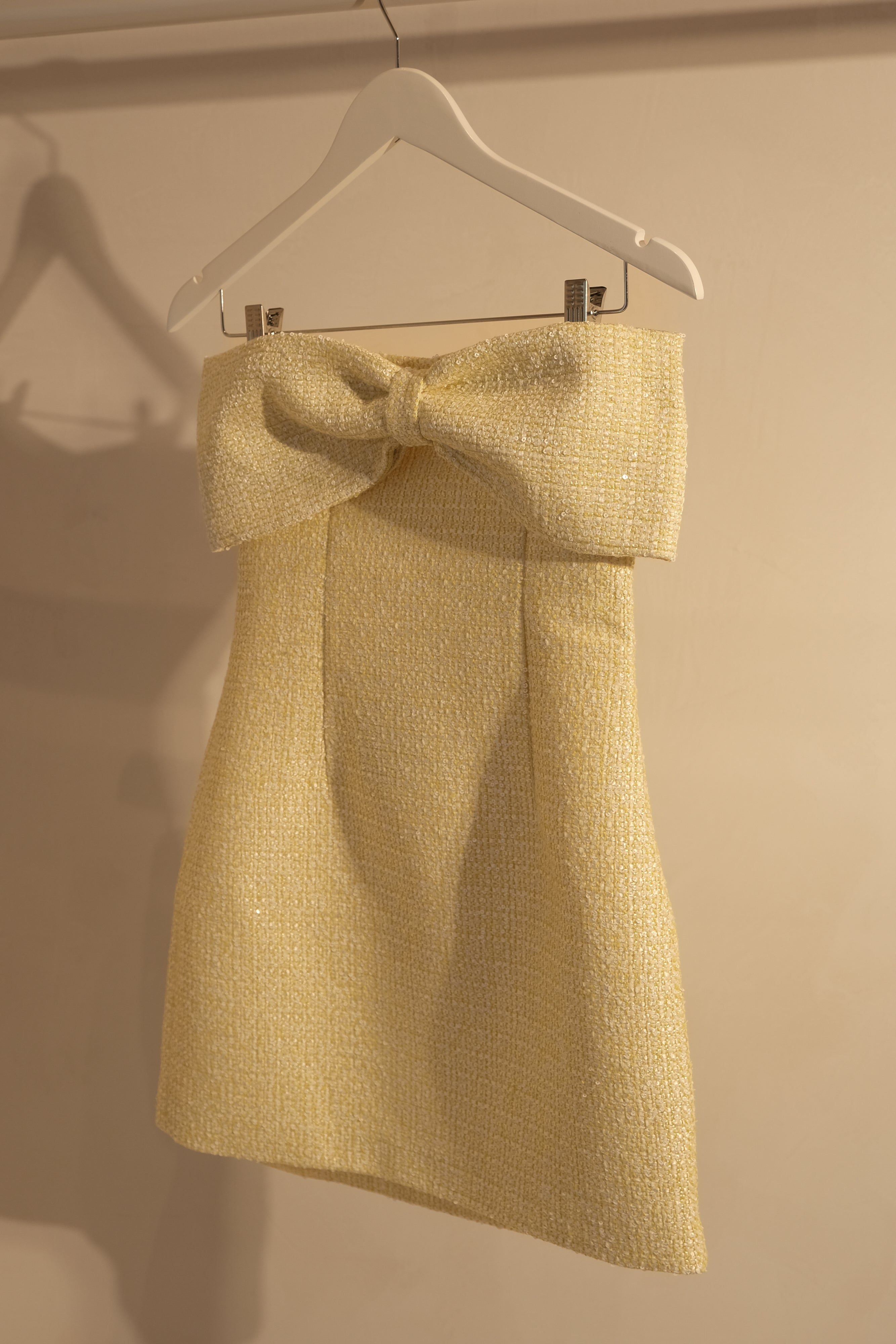 Elizabeth Tweed Bow Mini Dress - Lemon、mySite、solidvoid
