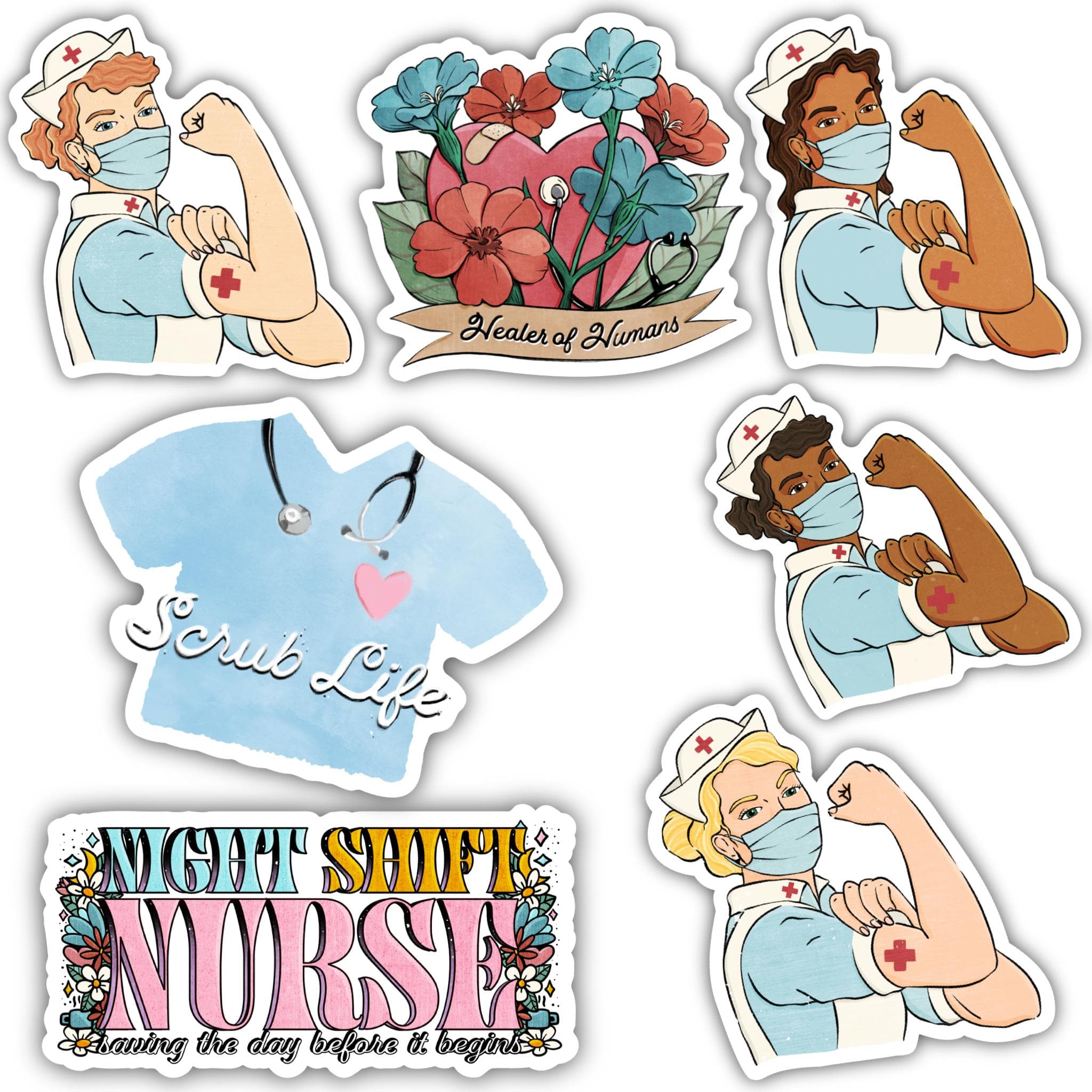  Nurse Sticker 7 Pack、mySite、elrpsem3k
