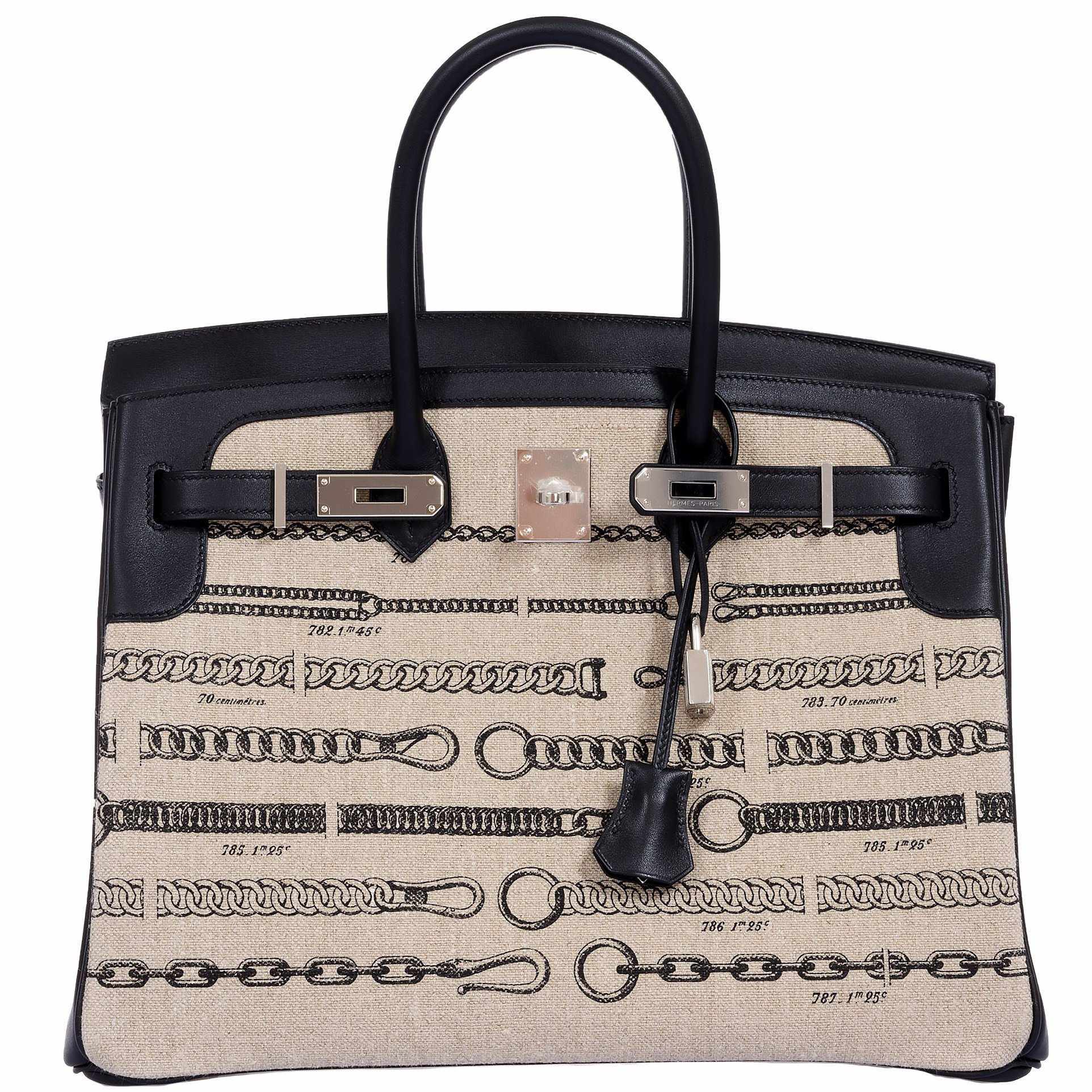 Hermès Birkin 35 De Camp Dechainee Toile And Black Veau Swift Palladium Hardware、mySite、garminoutage.com