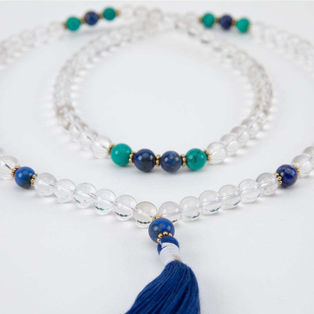 108 Bead Crystal Mala with Turquoise & Lapis、mySite、topwebapps