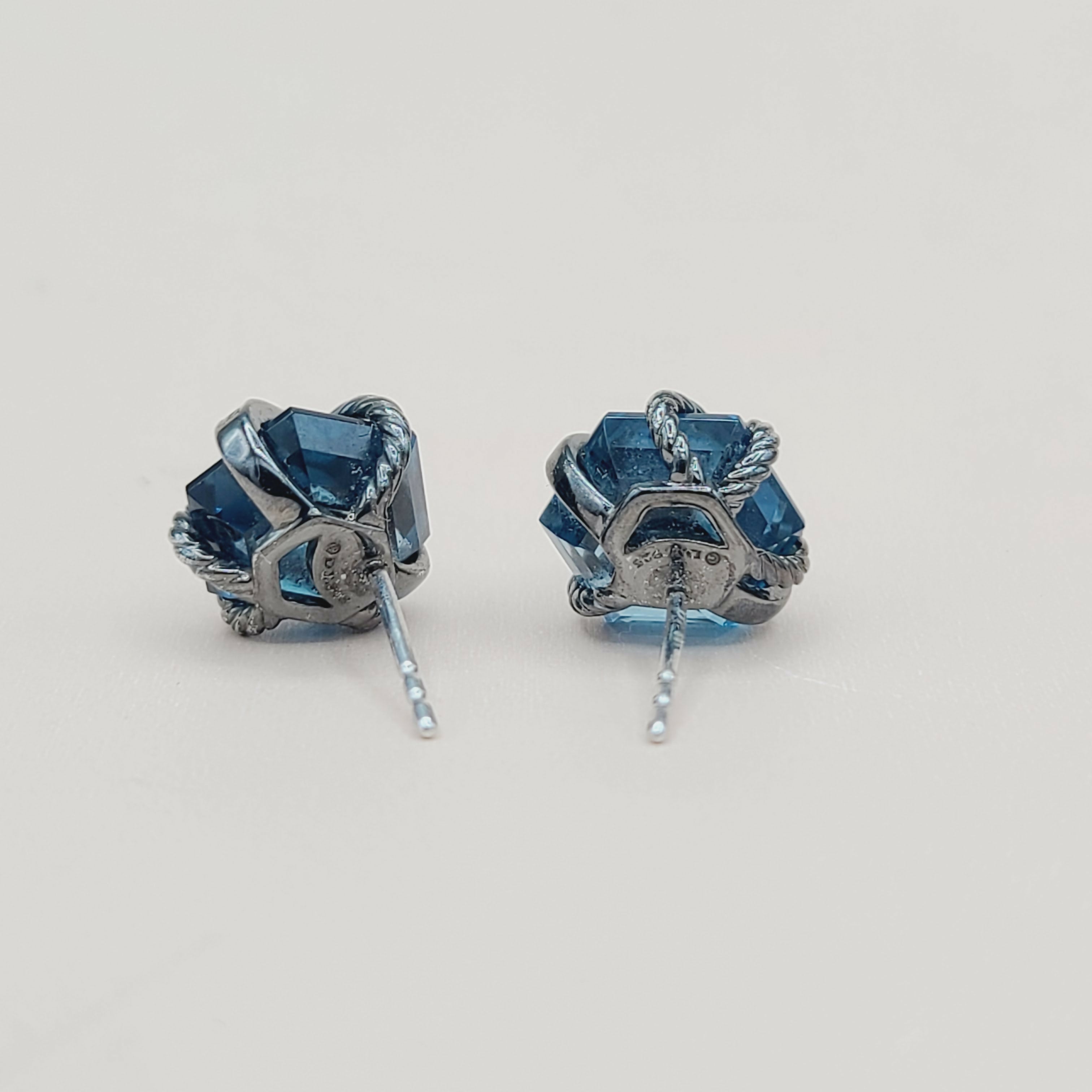 David Yurman Cable Wrap Earrings Hampton Blue Topaz、mySite、hinf8tx79