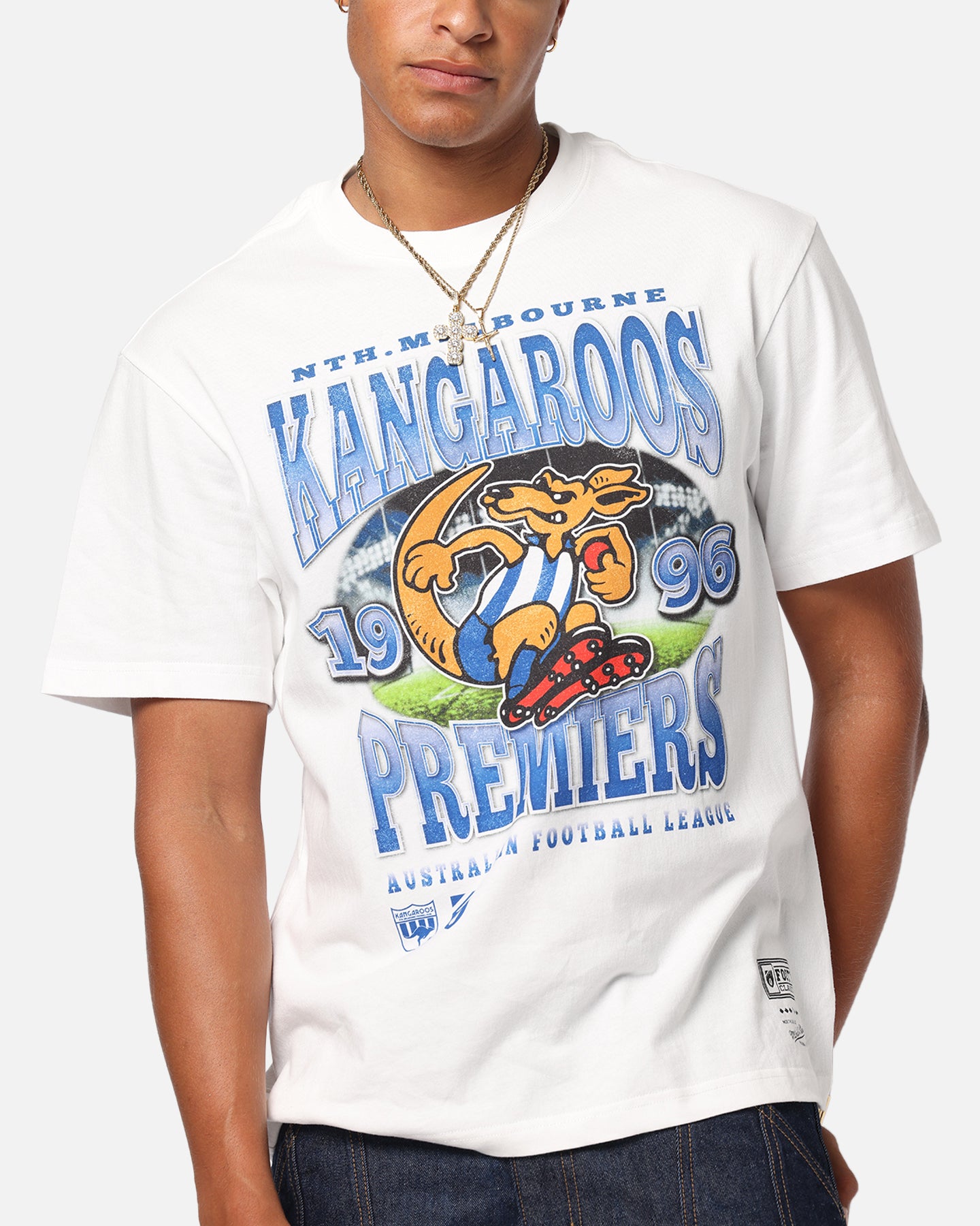 Mitchell & Ness North Melbourne Kangaroos Mascot T-Shirt Vintage White、mySite、zt4zffjzw