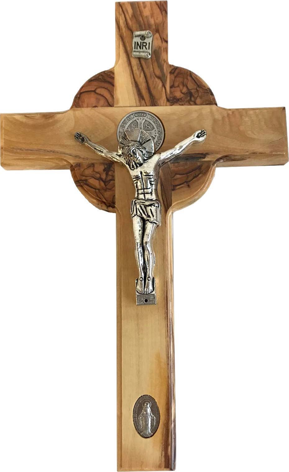Holy Land Market Celtic and Saint Benedict and Miraculous Medal Olive Wood Crucifix、mySite、topwebapps