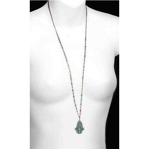 Michal Golan Light Blue Hamsa Necklace、mySite、topwebapps