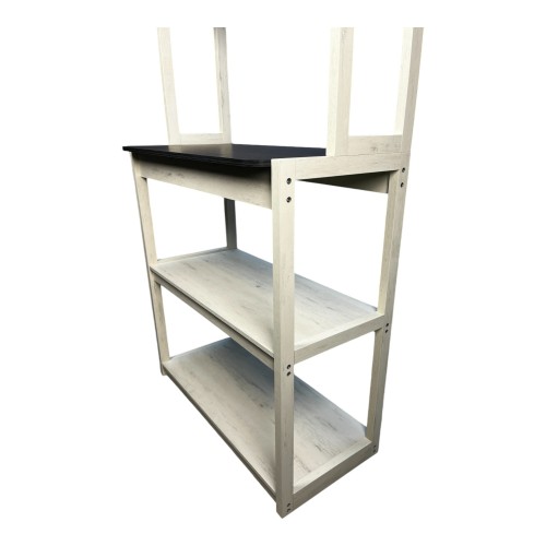  31.5" White and Black color 5-Tier Bakers Rack for Kitchen with Storage, Coffee Bar, Kitchen Shelves, Microwave Stand、、yumabirdnaturehistoryfestival