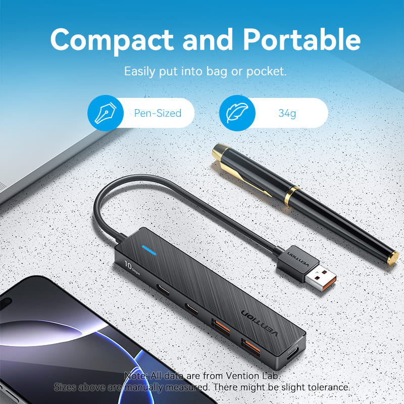 Vention 5-in-1 USB 3.2 Gen 2 Hub、mySite、fannypackpong