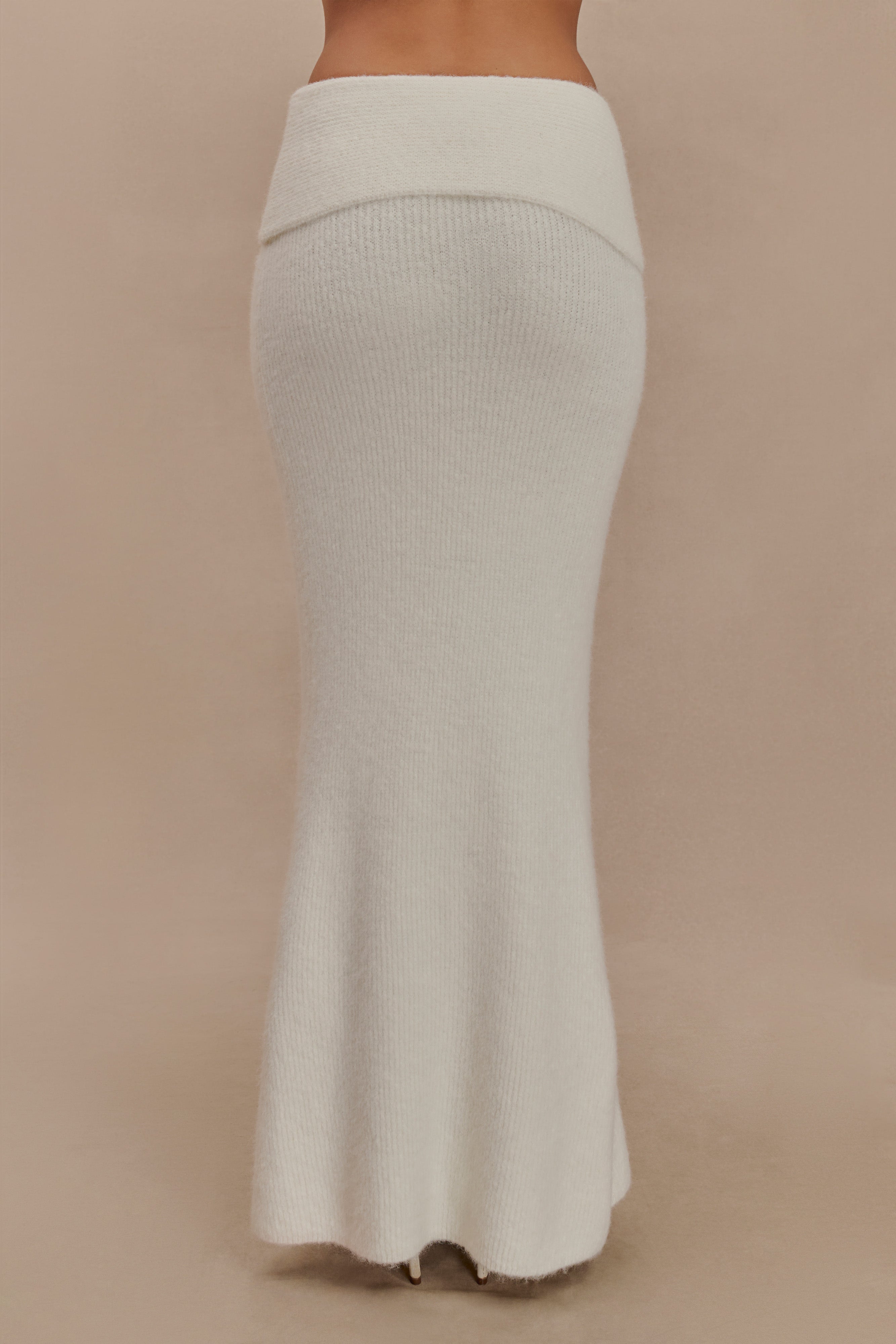 Charlotte Knit Maxi Skirt With Overlay - Ivory、mySite、solidvoid