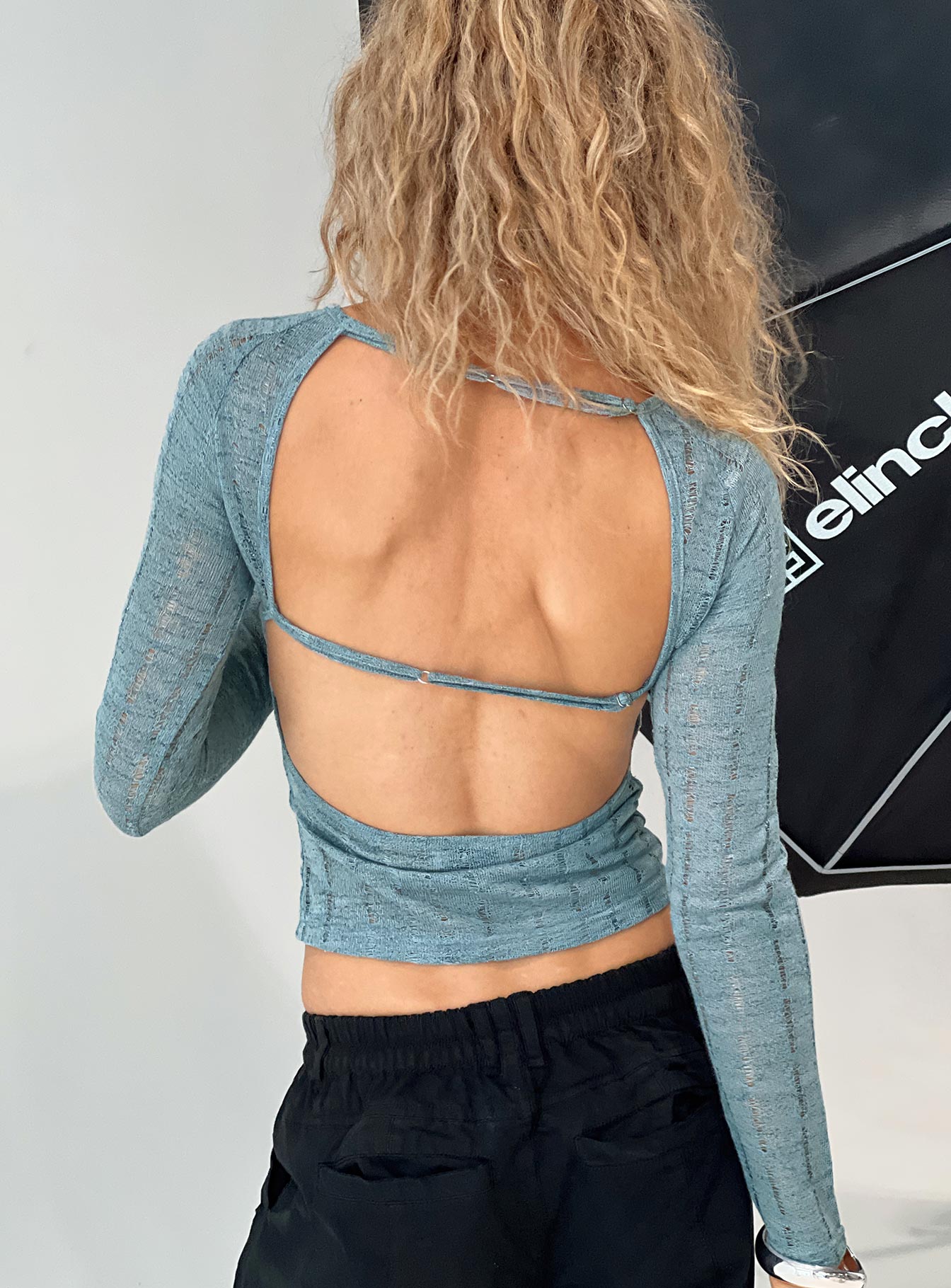 Oriton Long Sleeve Top Blue、mySite、solidvoid