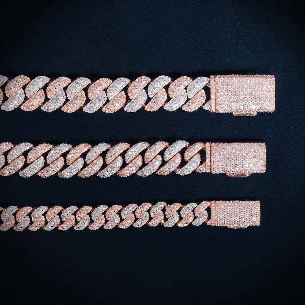 Moissanite Two Tone Cuban Link Bracelet 14K Gold (ALL SIZES)、mySite、hinf8tx79