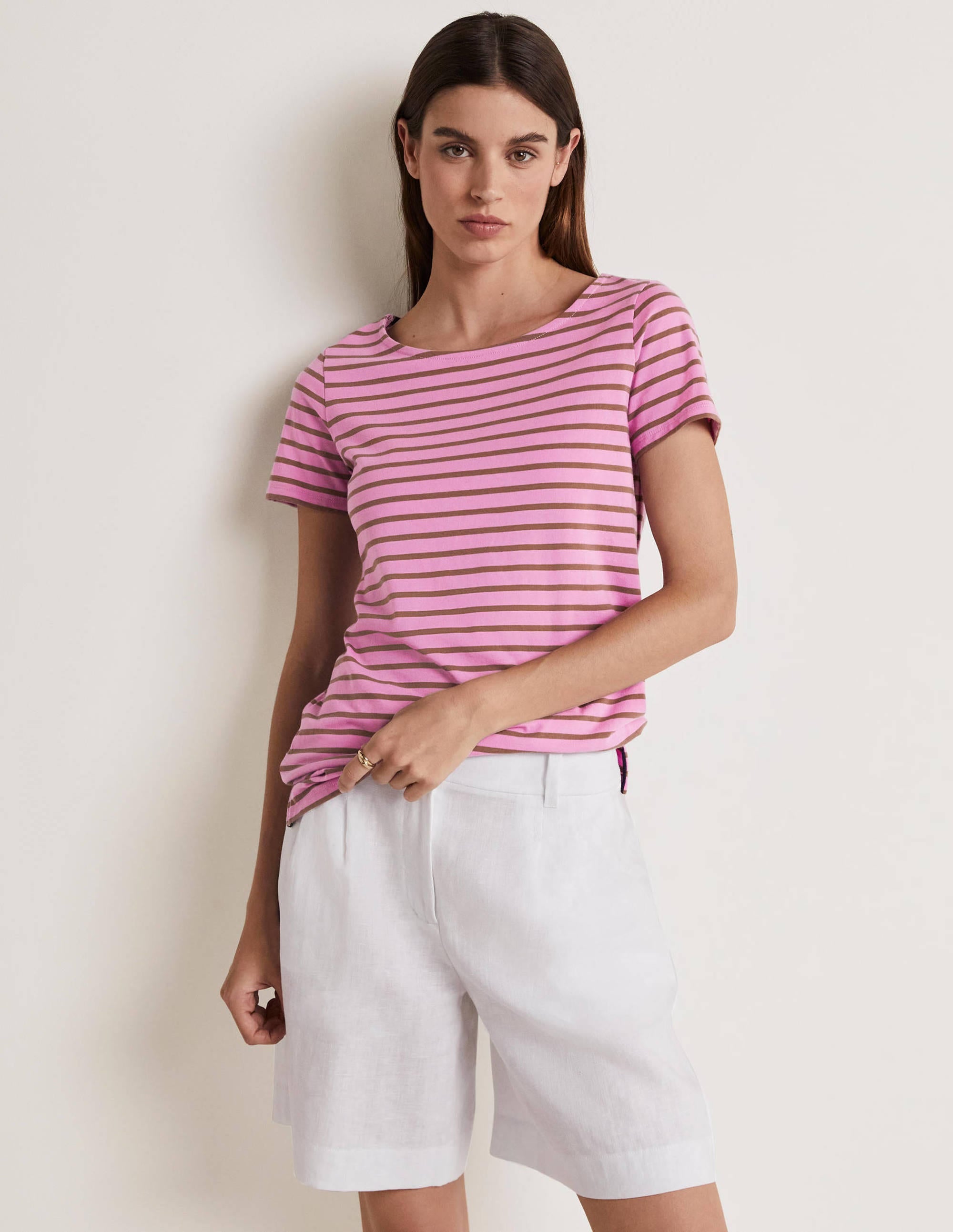  Short Sleeve Breton T-Shirt-Orchid Petal / Acorn Stripe、mySite、ashleygrahame