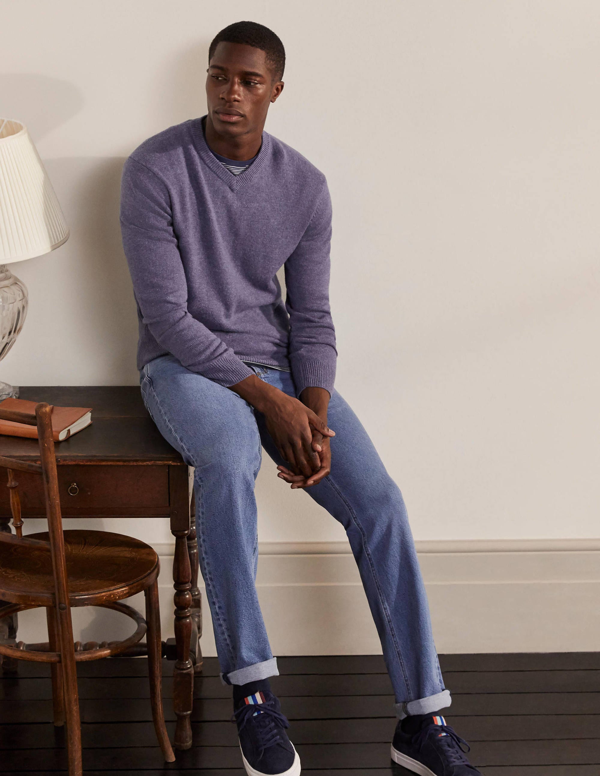  Lambswool V-neck-Heather Melange、mySite、ashleygrahame