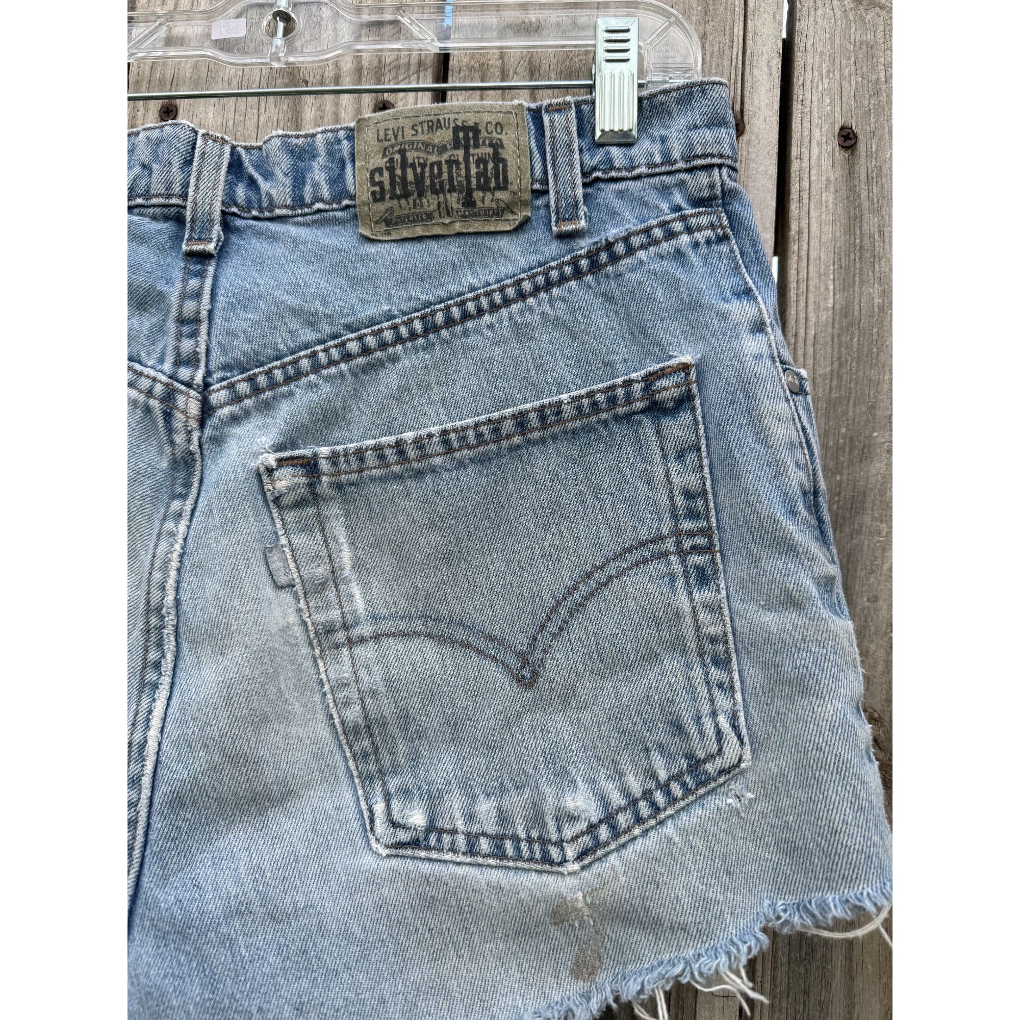 90's silverTab Classic Light Wash Cut Off Raw Hem Denim Jean Shorts 30、mySite、garagedoors4me