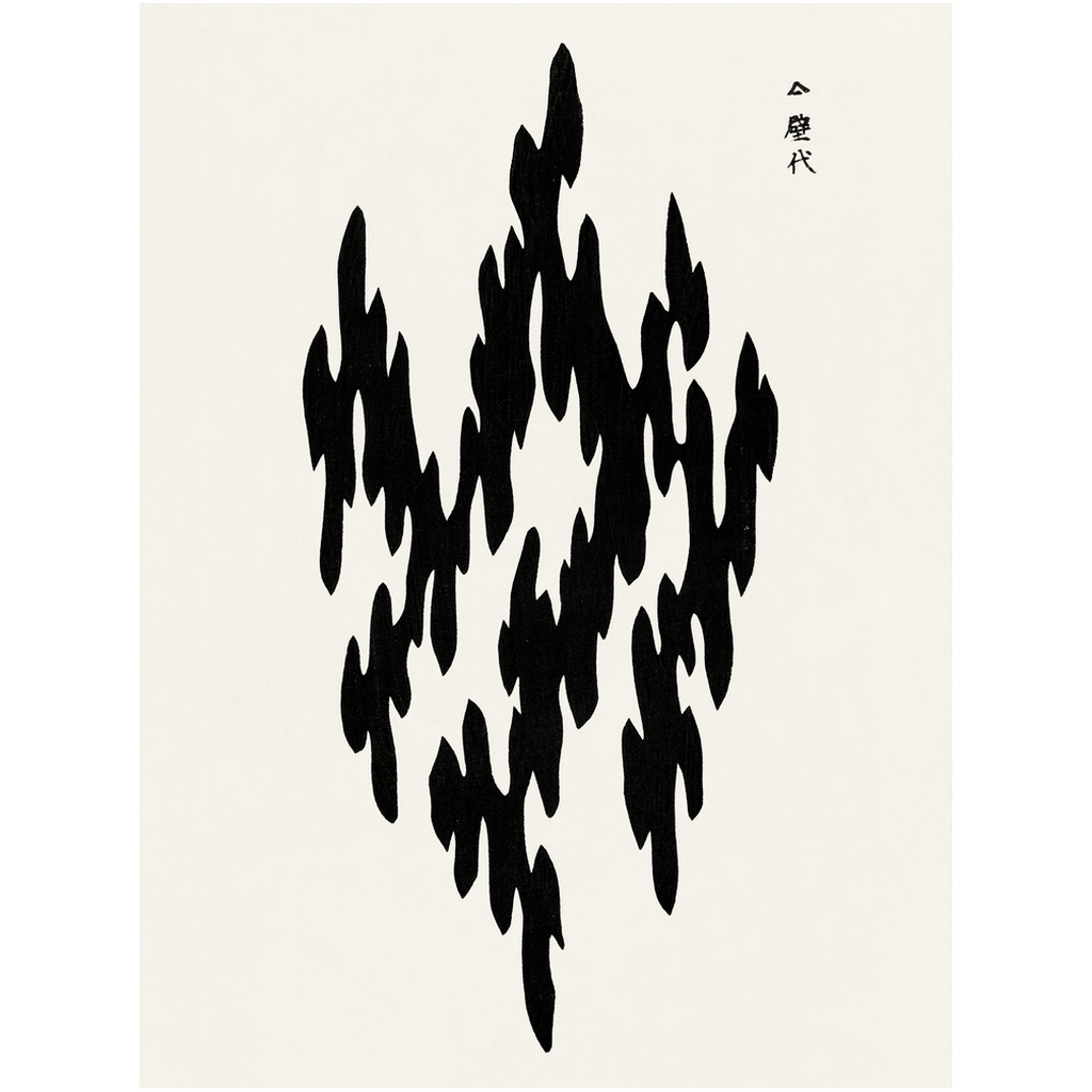 Vintage Wabi Sabi Japanese Woodblock Black Art Print、mySite、gigharbornorthrealestate