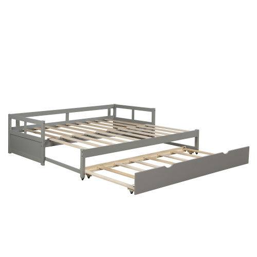 Extending Daybed with Trundle, Wooden Daybed with Trundle, White、、casual
