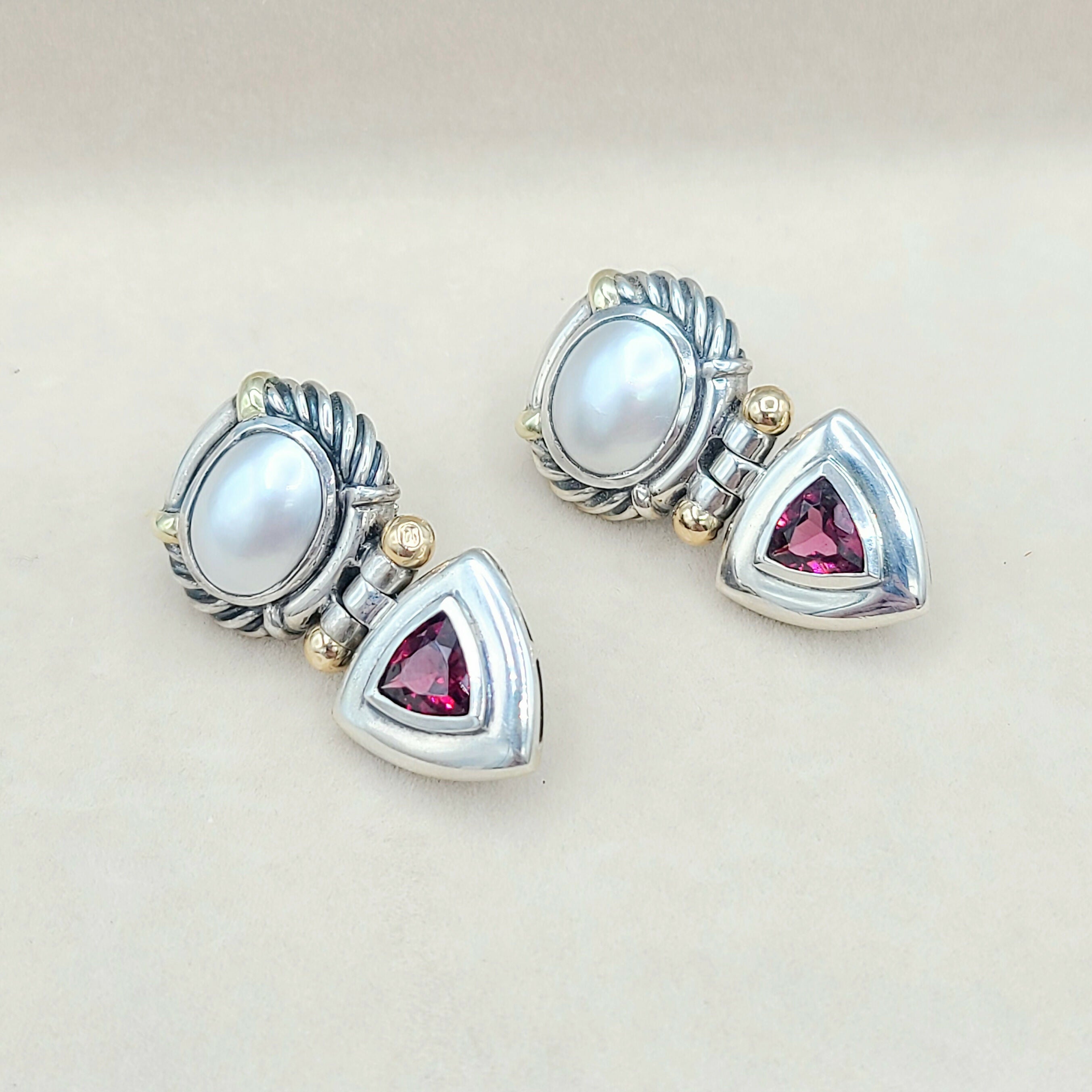 David Yurman Renaissance Drop Earrings Pearl & Garnet、mySite、hinf8tx79