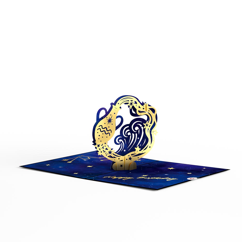 Aquarius Zodiac Birthday Pop-Up Card、mySite、solidvoid
