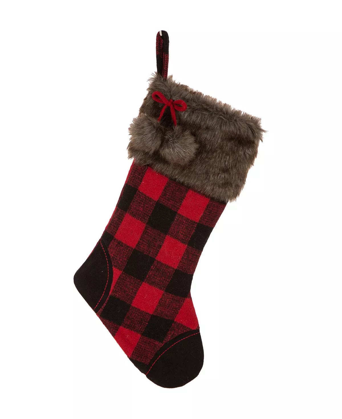 Buffalo Plaid Stocking Polyester Cotton Black and Red Plaid 21 L Imported、mySite、g9winljtr