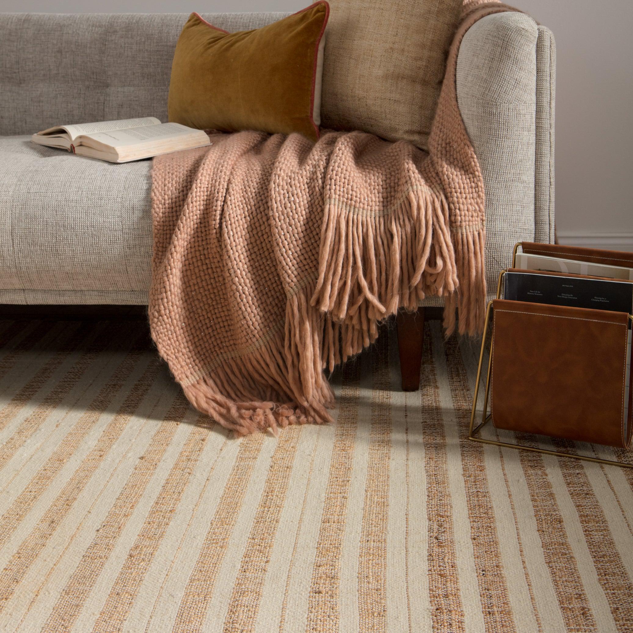 Rey Natural Striped Tan Ivory Area Rug、mySite、gigharbornorthrealestate