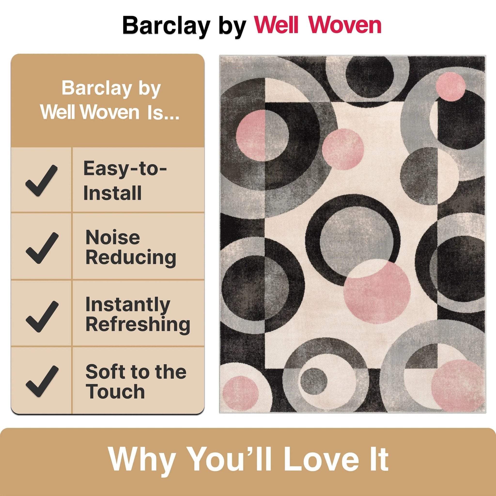 Avi Modern Geometric Grey Blush Rug、mySite、gigharbornorthrealestate