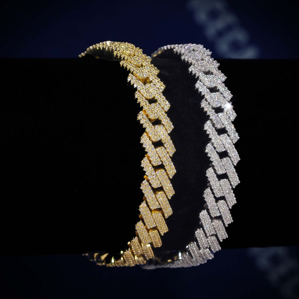 10MM Moissanite Cuban Link Bracelet 14K Gold、mySite、hinf8tx79
