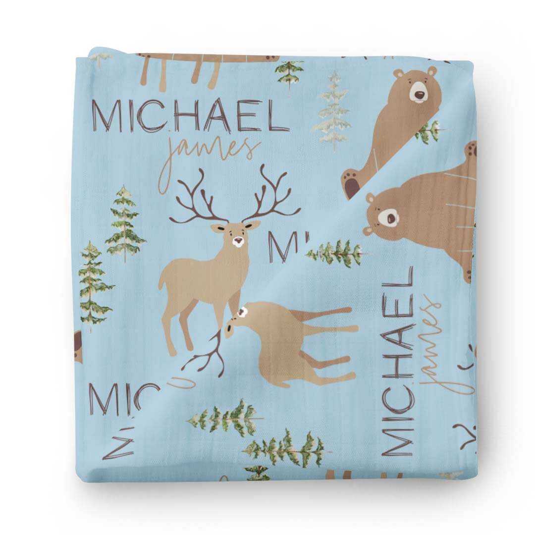  Forest Friends Personalized Baby Name Swaddle Blanket、mySite、layawaytickets